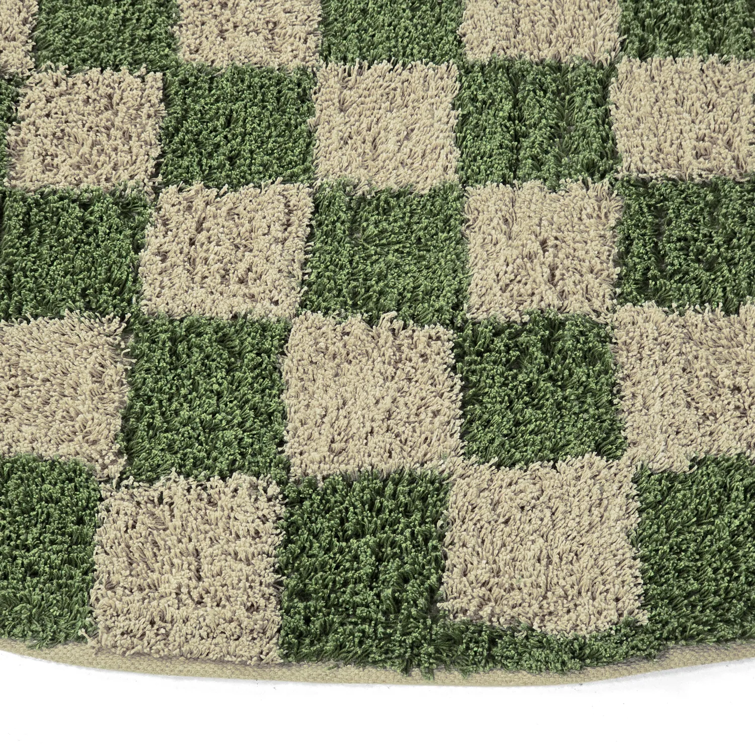 Alfombras redondeadas - Elsey Natural Cotton Shaggy (verde/beige)