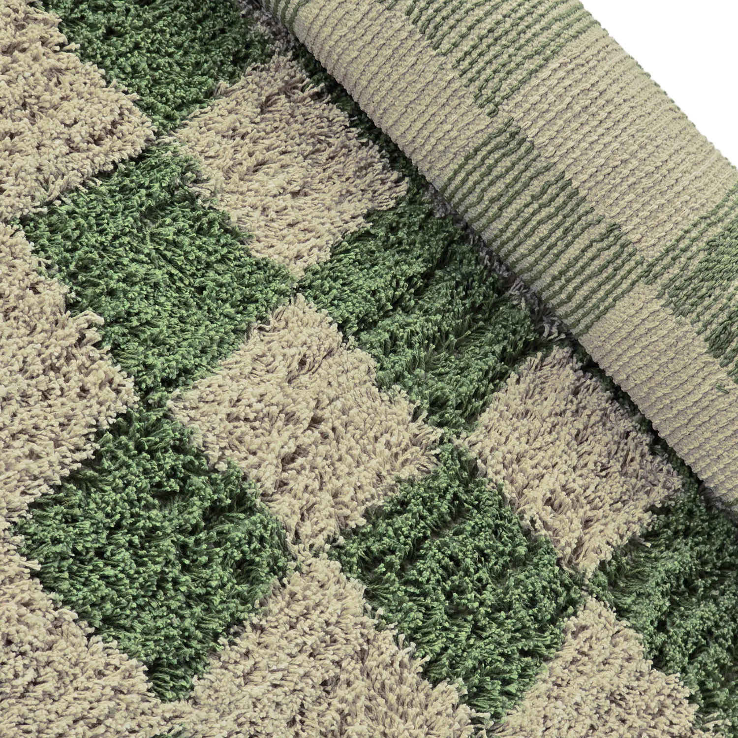 Alfombras redondeadas - Elsey Natural Cotton Shaggy (verde/beige)