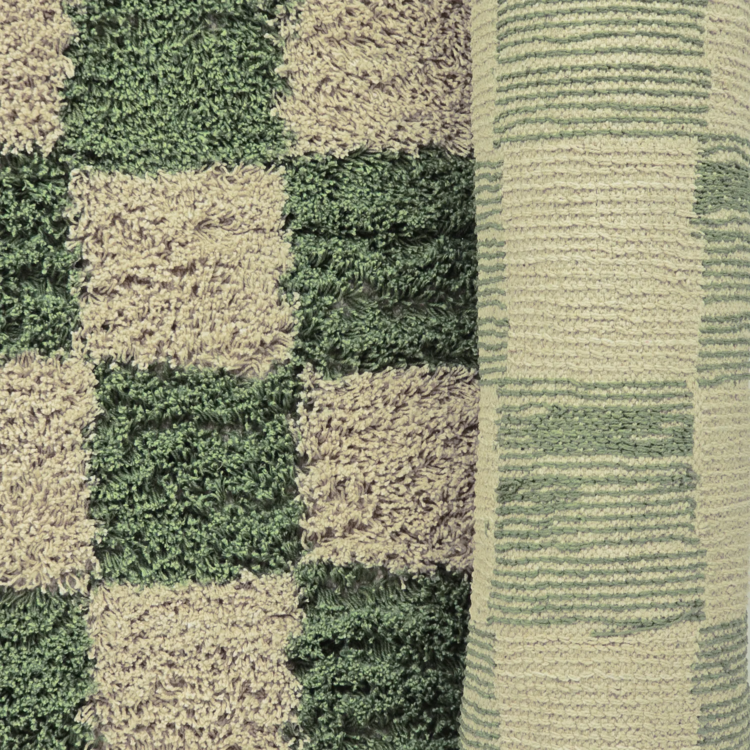 Alfombras redondeadas - Elsey Natural Cotton Shaggy (verde/beige)