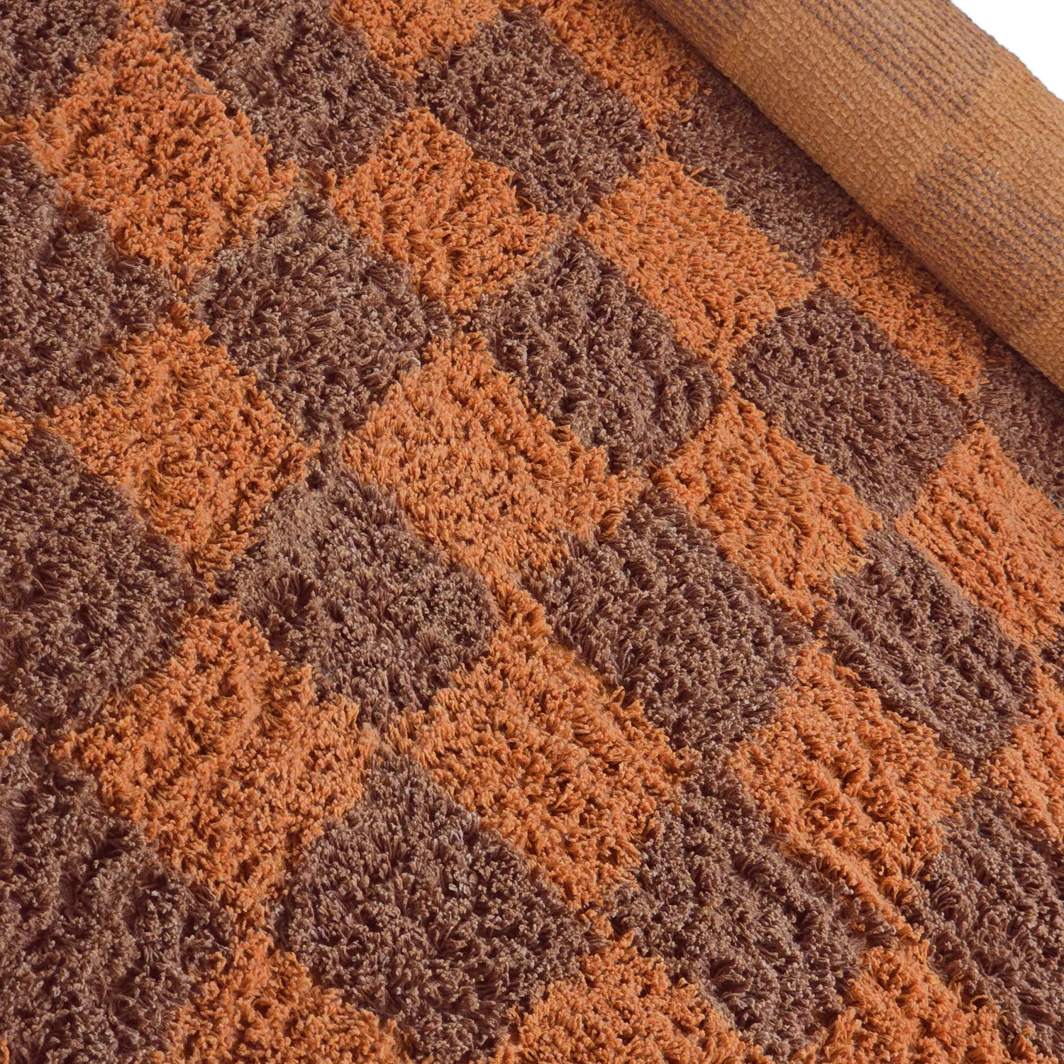 Alfombras redondeadas - Elsey Natural Cotton Shaggy (naranja/rojo)