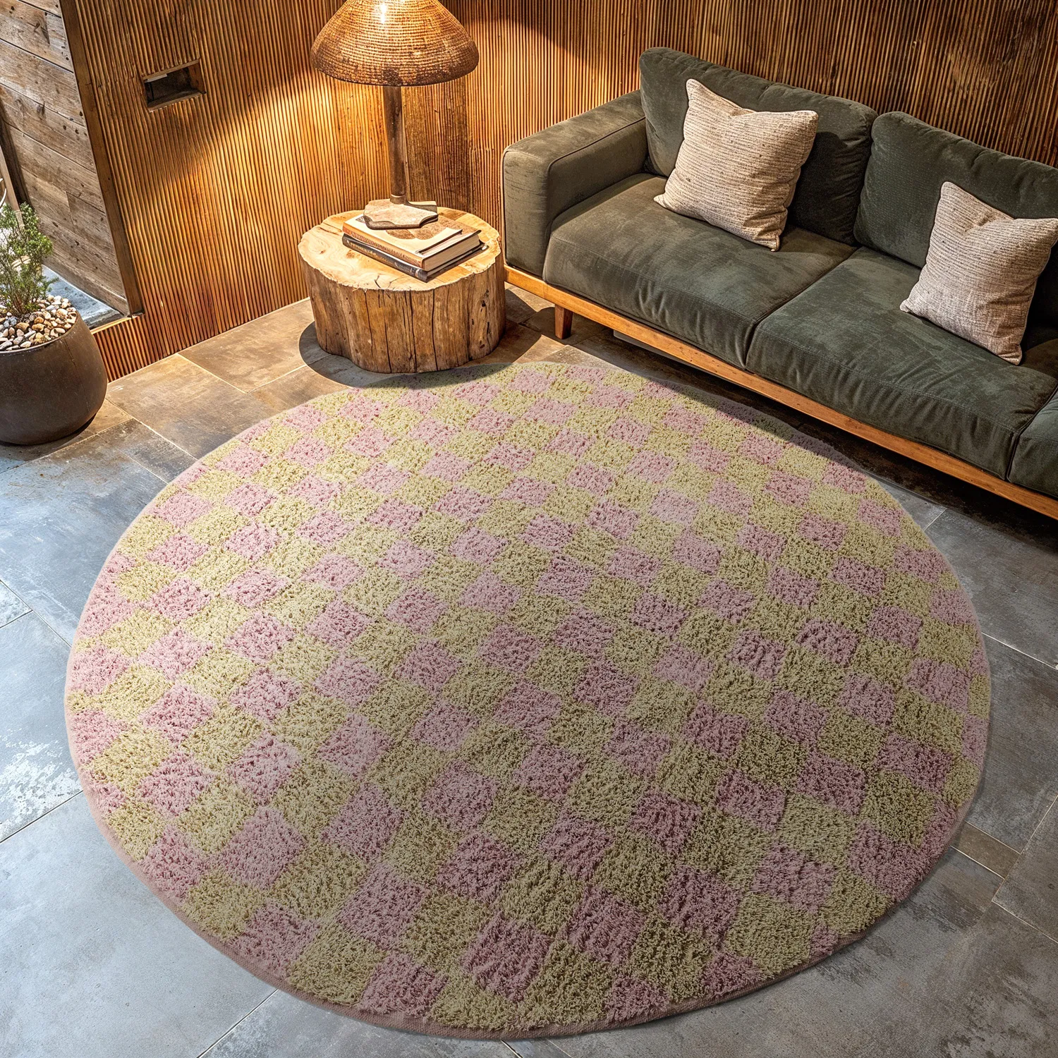 Alfombras redondeadas - Elsey Natural Cotton Shaggy (rosa/naranja)