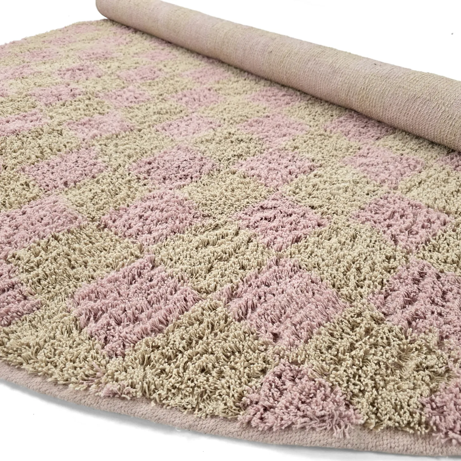 Alfombras redondeadas - Elsey Natural Cotton Shaggy (rosa/naranja)
