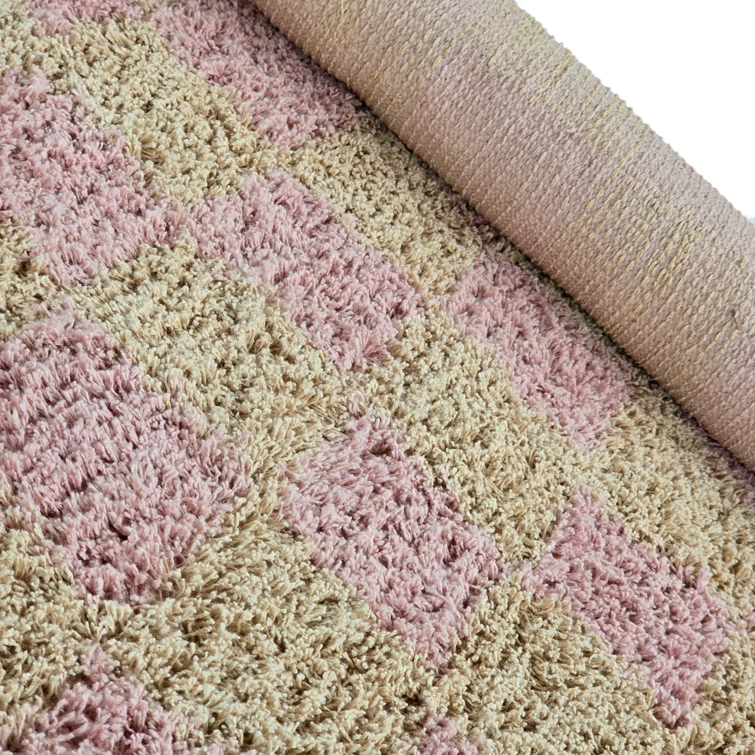 Alfombras redondeadas - Elsey Natural Cotton Shaggy (rosa/naranja)