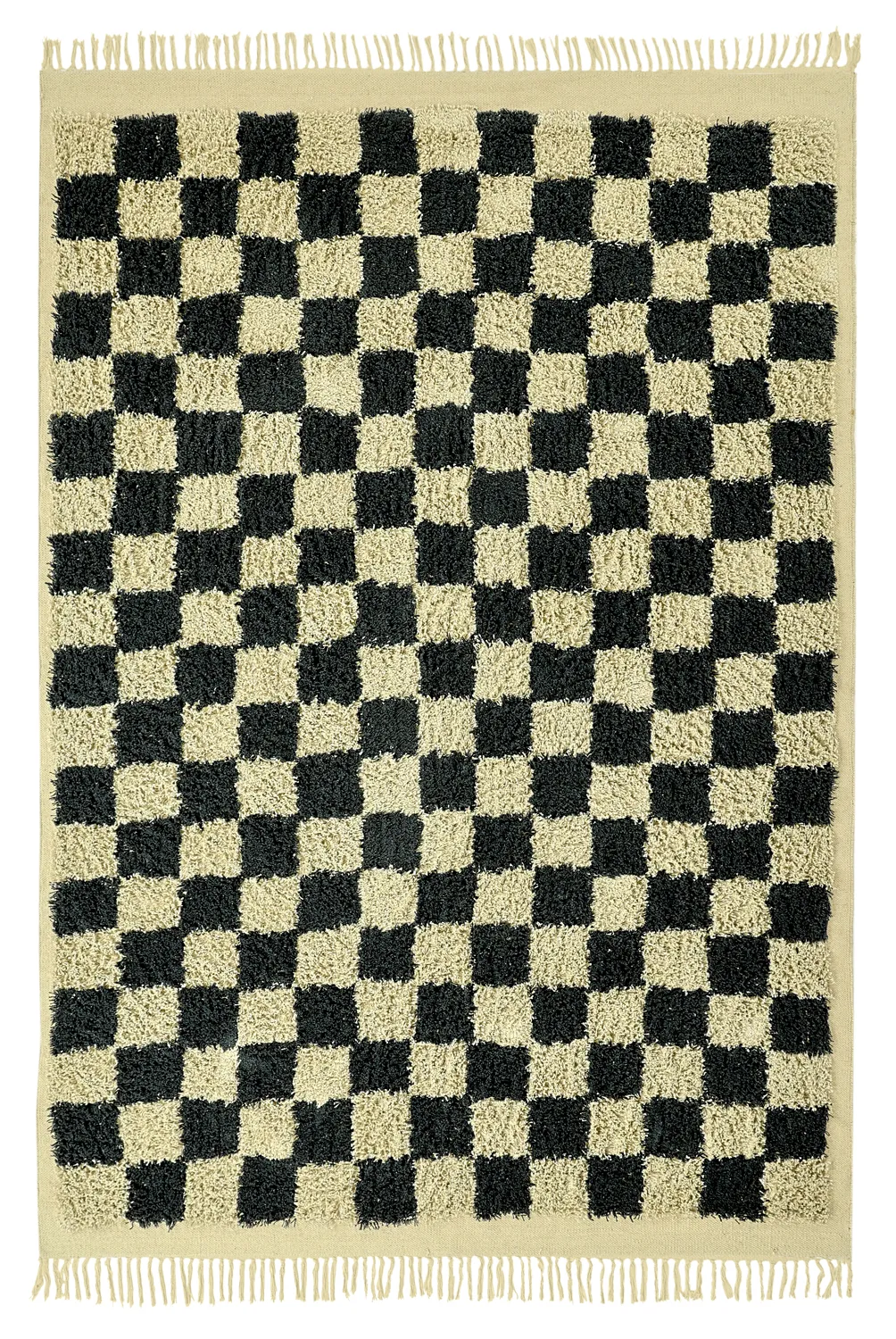 Alfombras de pelo largo - Elsey Natural Cotton Shaggy (negro/beige)