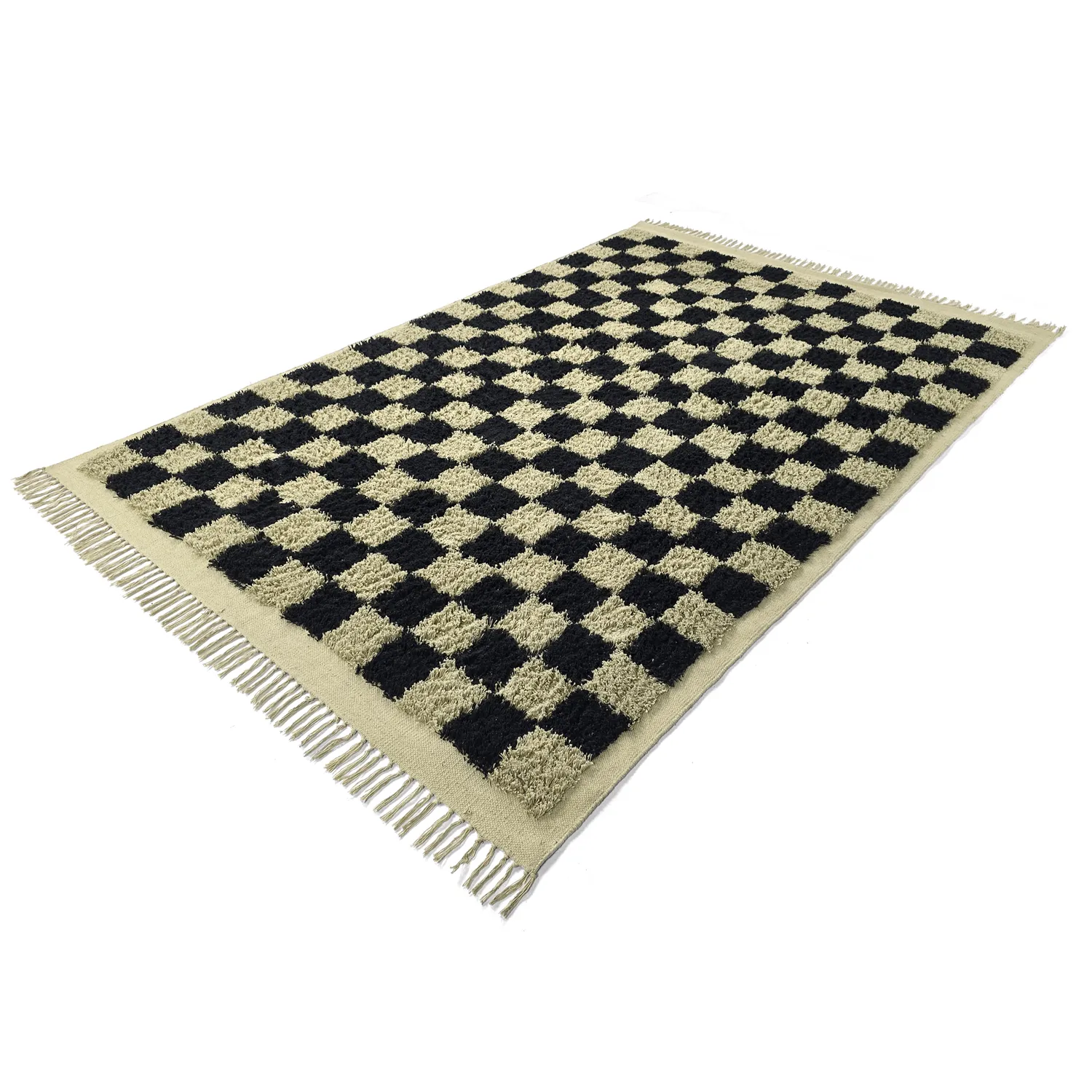 Alfombras de pelo largo - Elsey Natural Cotton Shaggy (negro/beige)