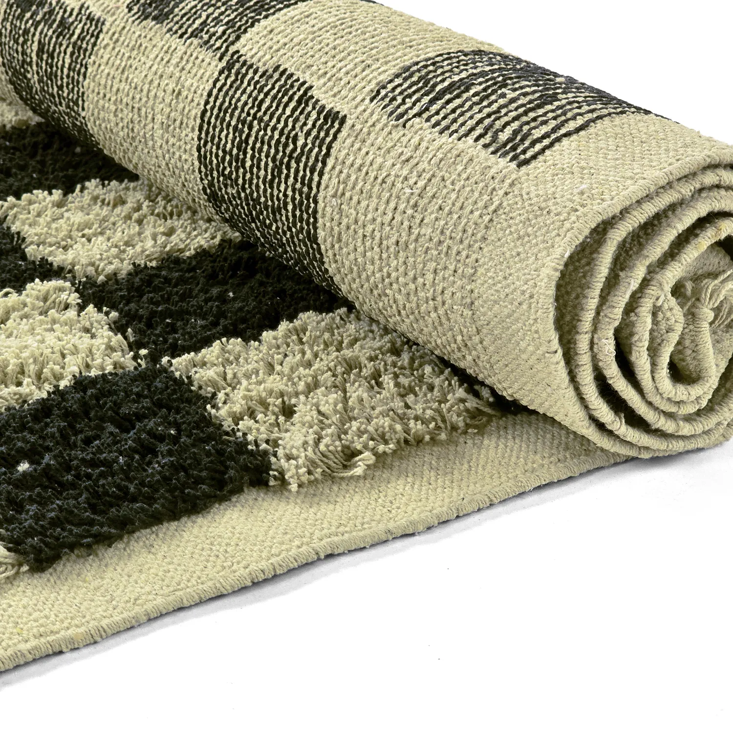 Alfombras de pelo largo - Elsey Natural Cotton Shaggy (negro/beige)