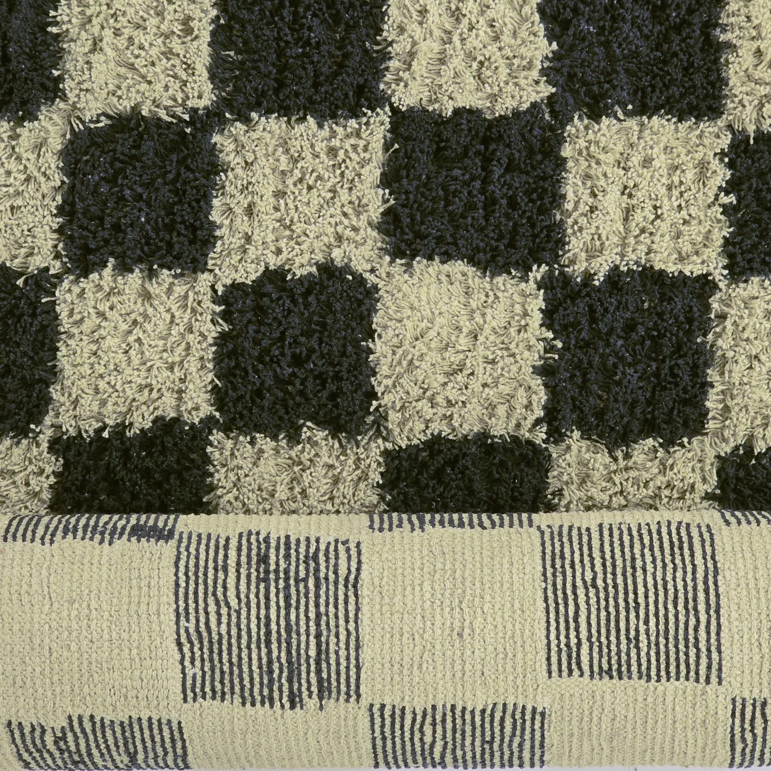 Alfombras de pelo largo - Elsey Natural Cotton Shaggy (negro/beige)