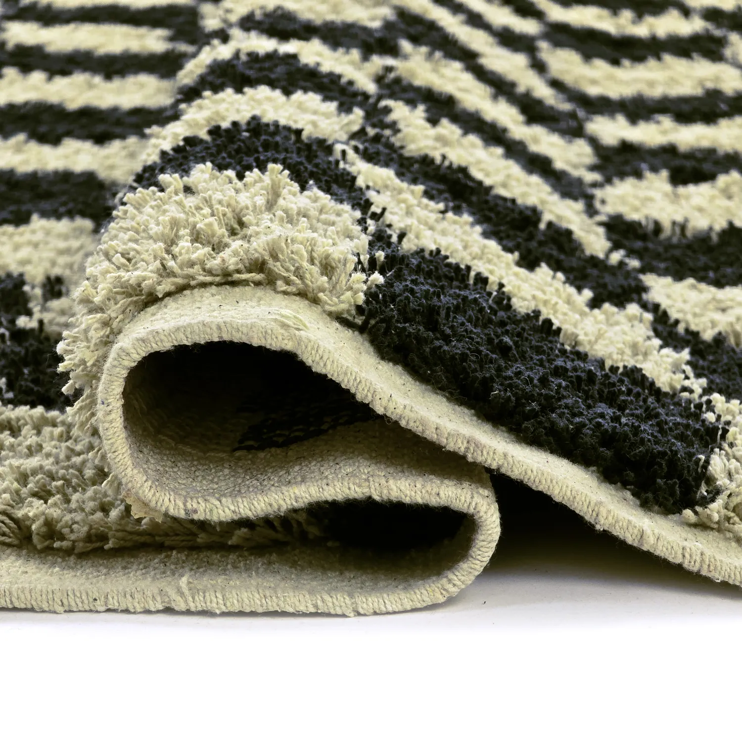 Alfombras de pelo largo - Elsey Natural Cotton Shaggy (negro/beige)