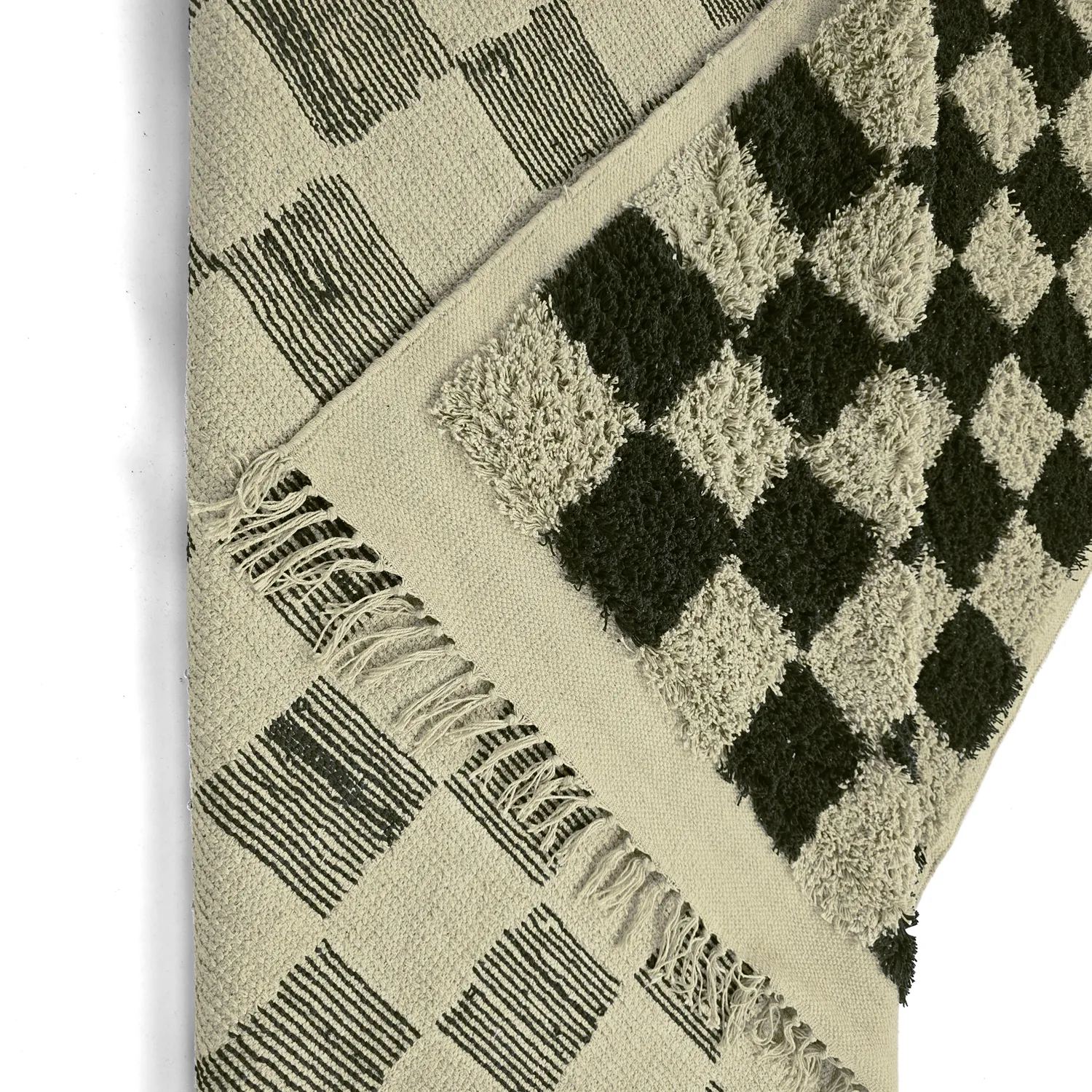 Alfombras de pelo largo - Elsey Natural Cotton Shaggy (negro/beige)