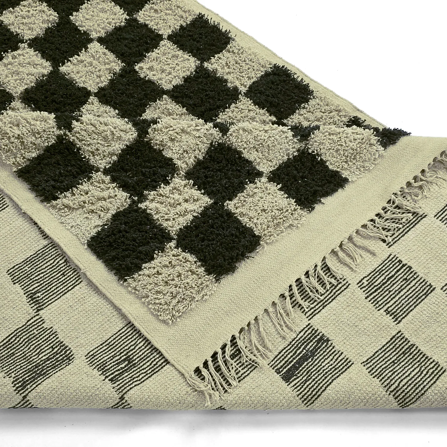 Alfombras de pelo largo - Elsey Natural Cotton Shaggy (negro/beige)