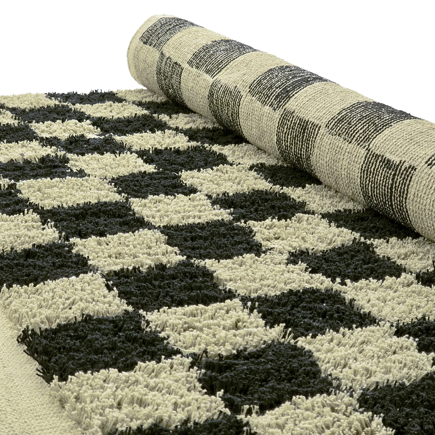 Alfombras de pelo largo - Elsey Natural Cotton Shaggy (negro/beige)
