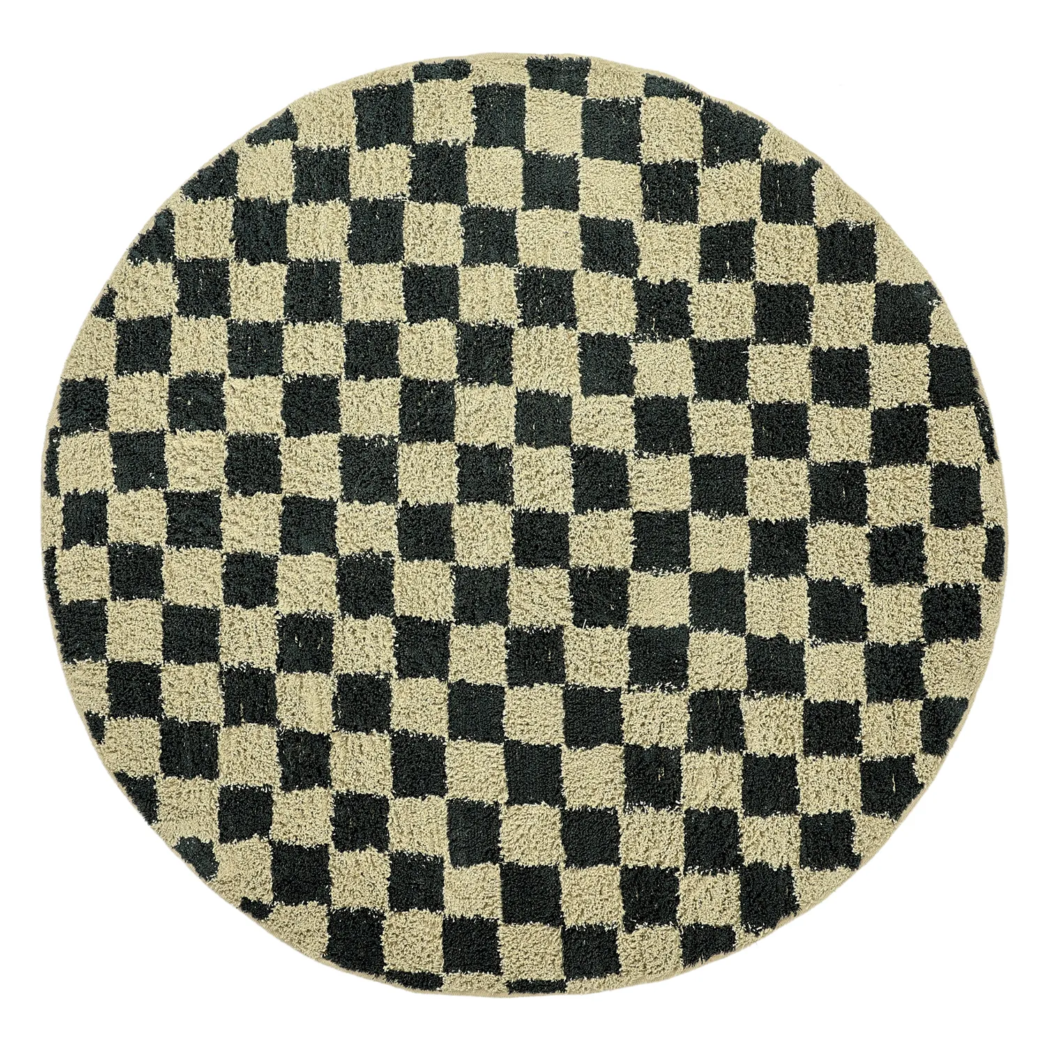 Alfombras redondeadas - Elsey Natural Cotton Shaggy (negro/beige)
