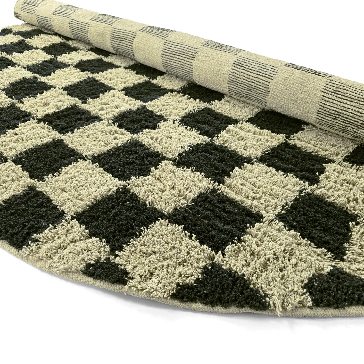 Alfombras redondeadas - Elsey Natural Cotton Shaggy (negro/beige)