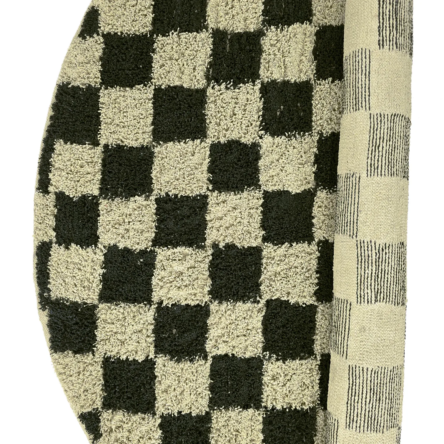 Alfombras redondeadas - Elsey Natural Cotton Shaggy (negro/beige)
