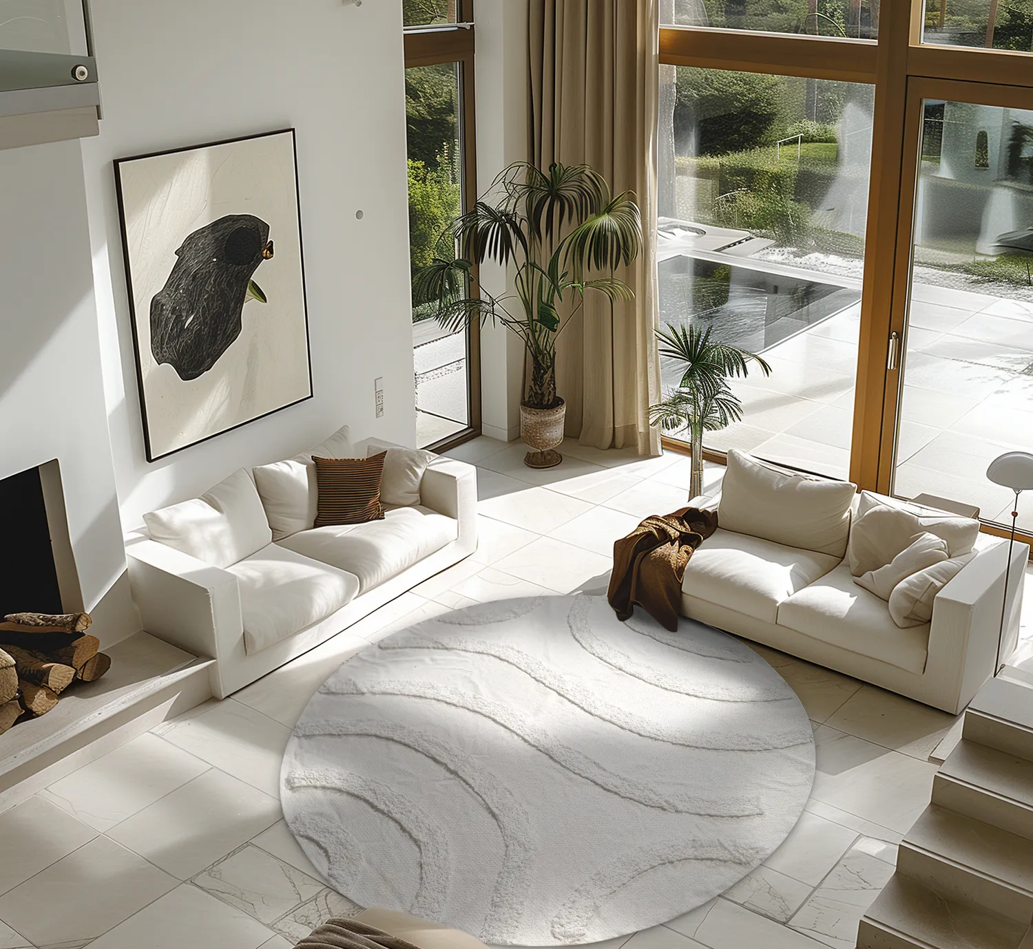 Alfombras redondeadas - Emilia Natural Cotton Shaggy (offwhite)