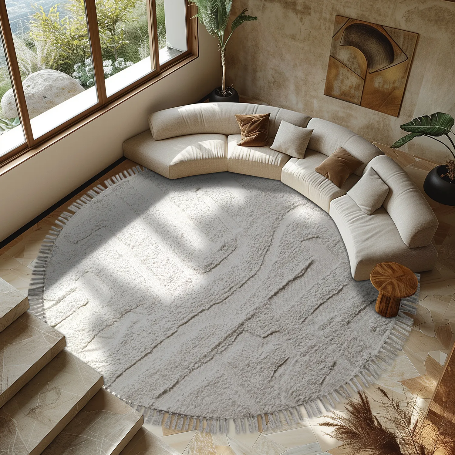 Alfombras redondeadas - Fallon Natural Cotton Shaggy (offwhite)