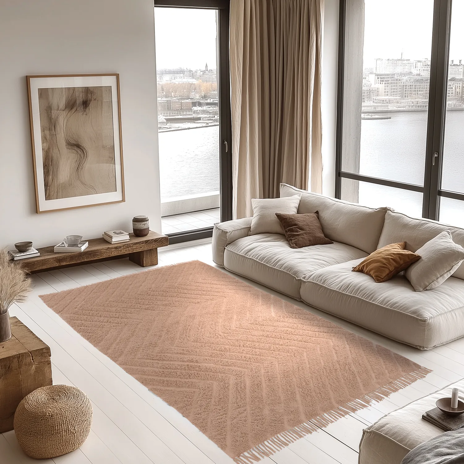 Alfombras de pelo largo - Farley Natural Cotton Shaggy (rosa)