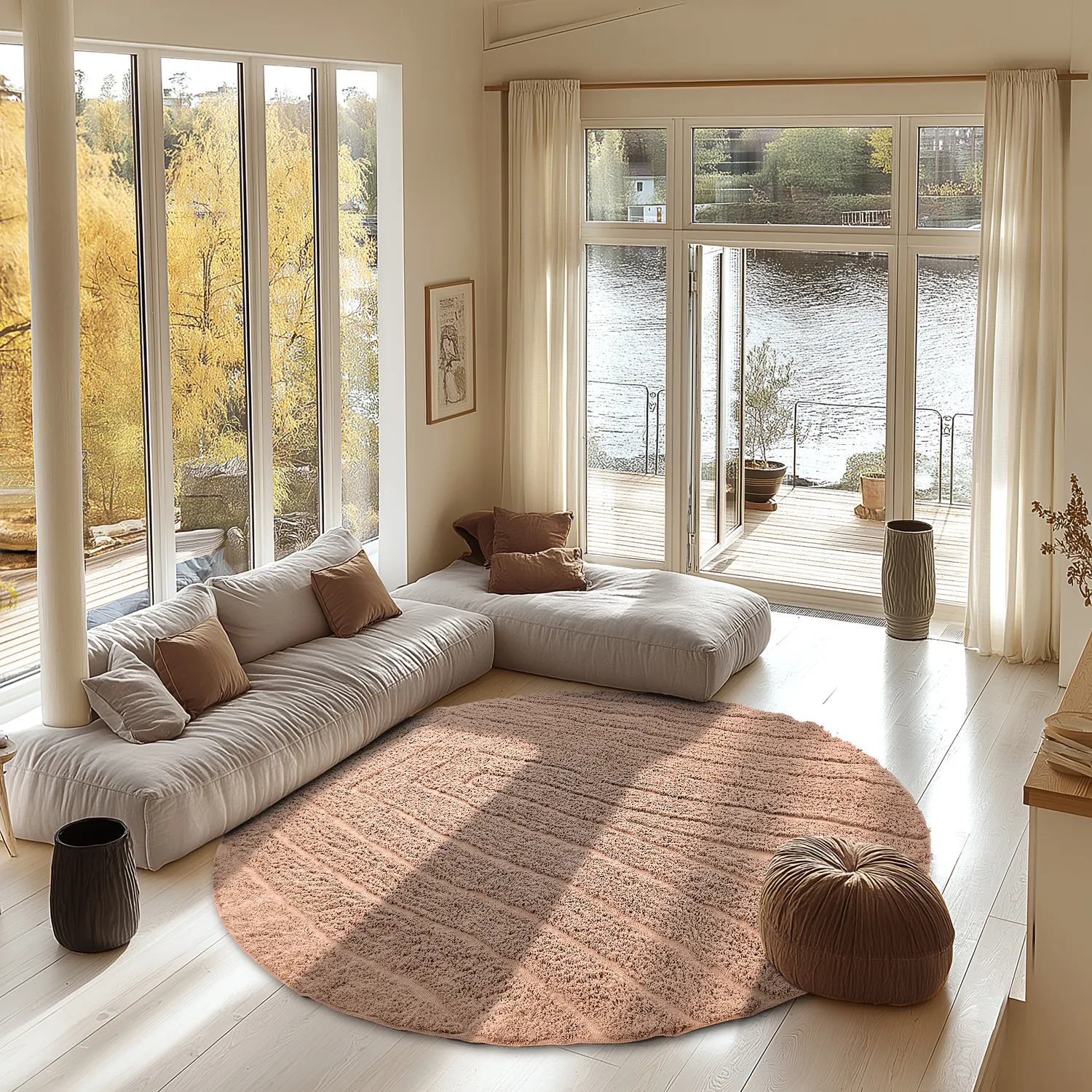 Alfombras redondeadas - Farley Natural Cotton Shaggy (rosa)