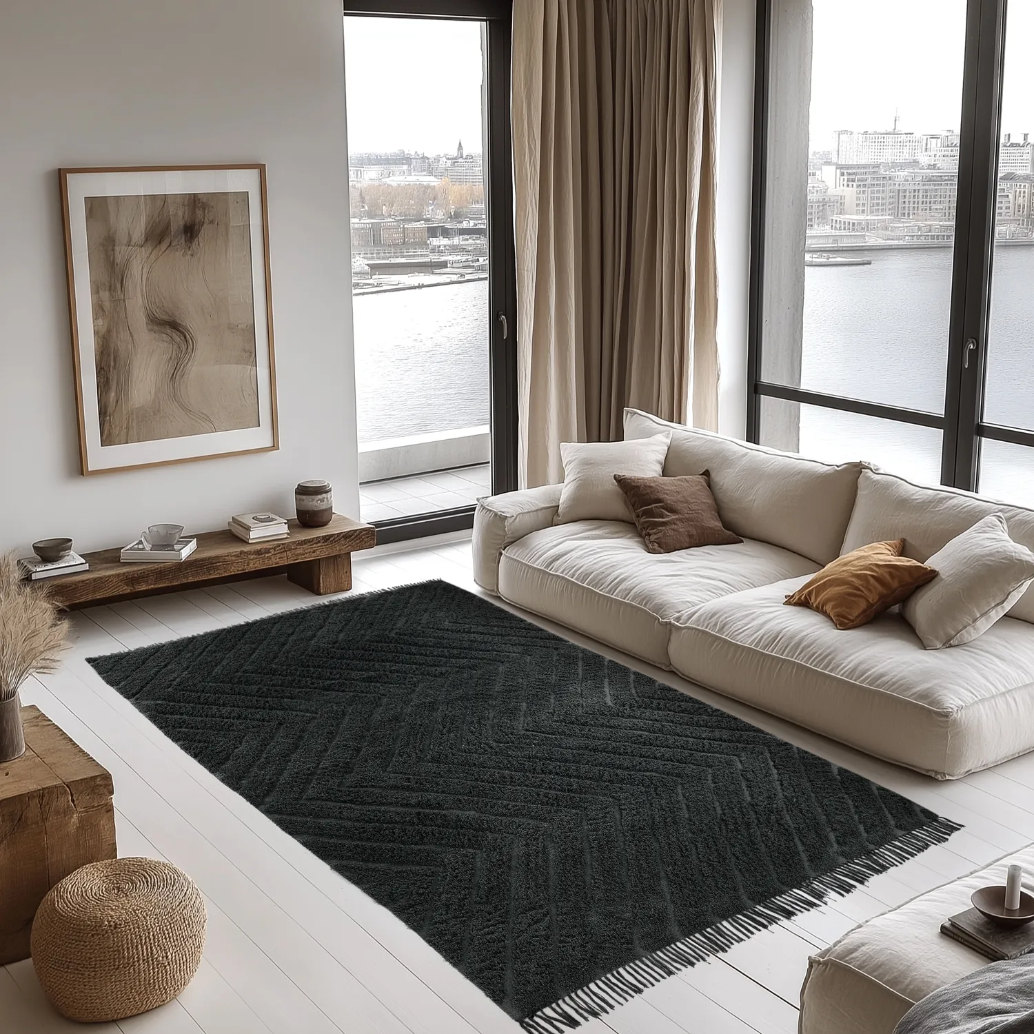 Alfombras de pelo largo - Farley Natural Cotton Shaggy (negro)