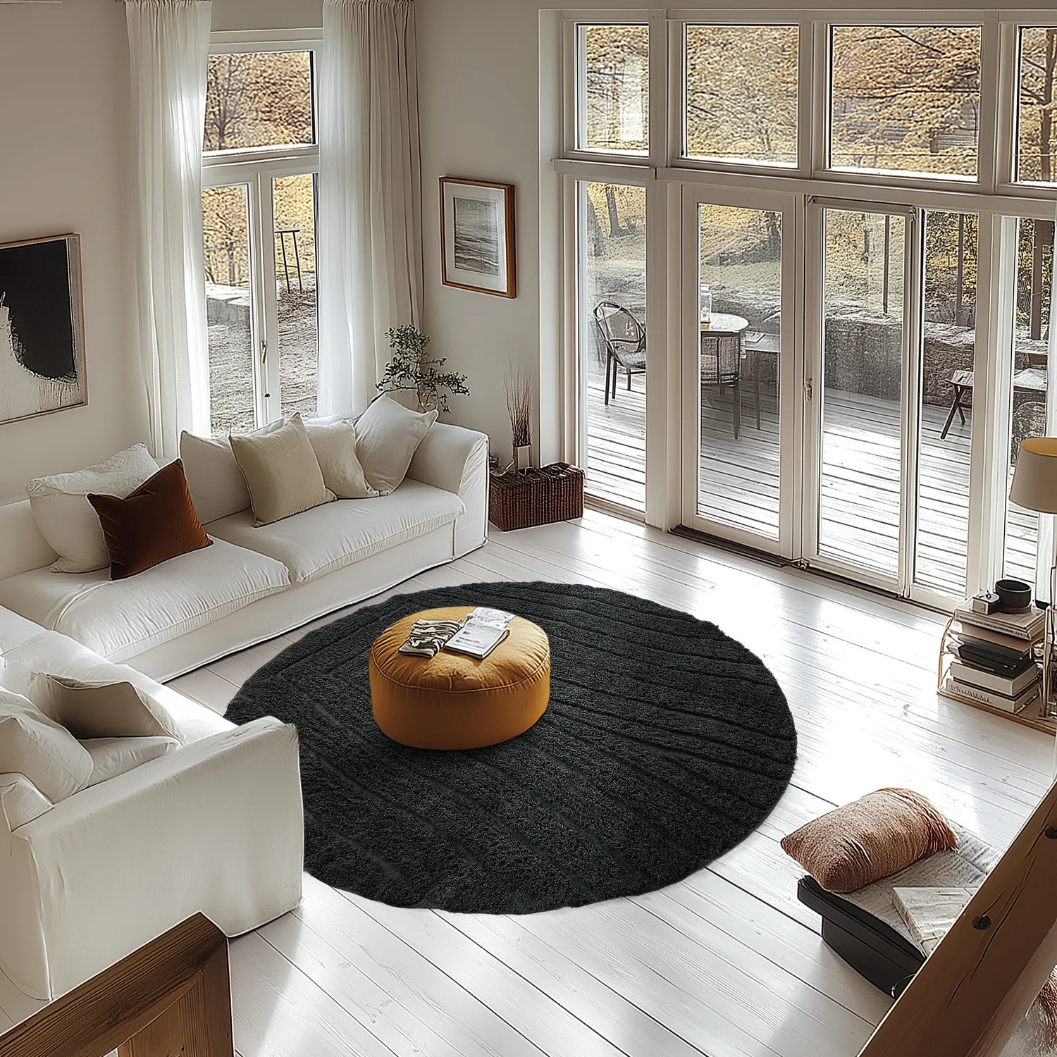 Alfombras redondeadas - Farley Natural Cotton Shaggy (negro)