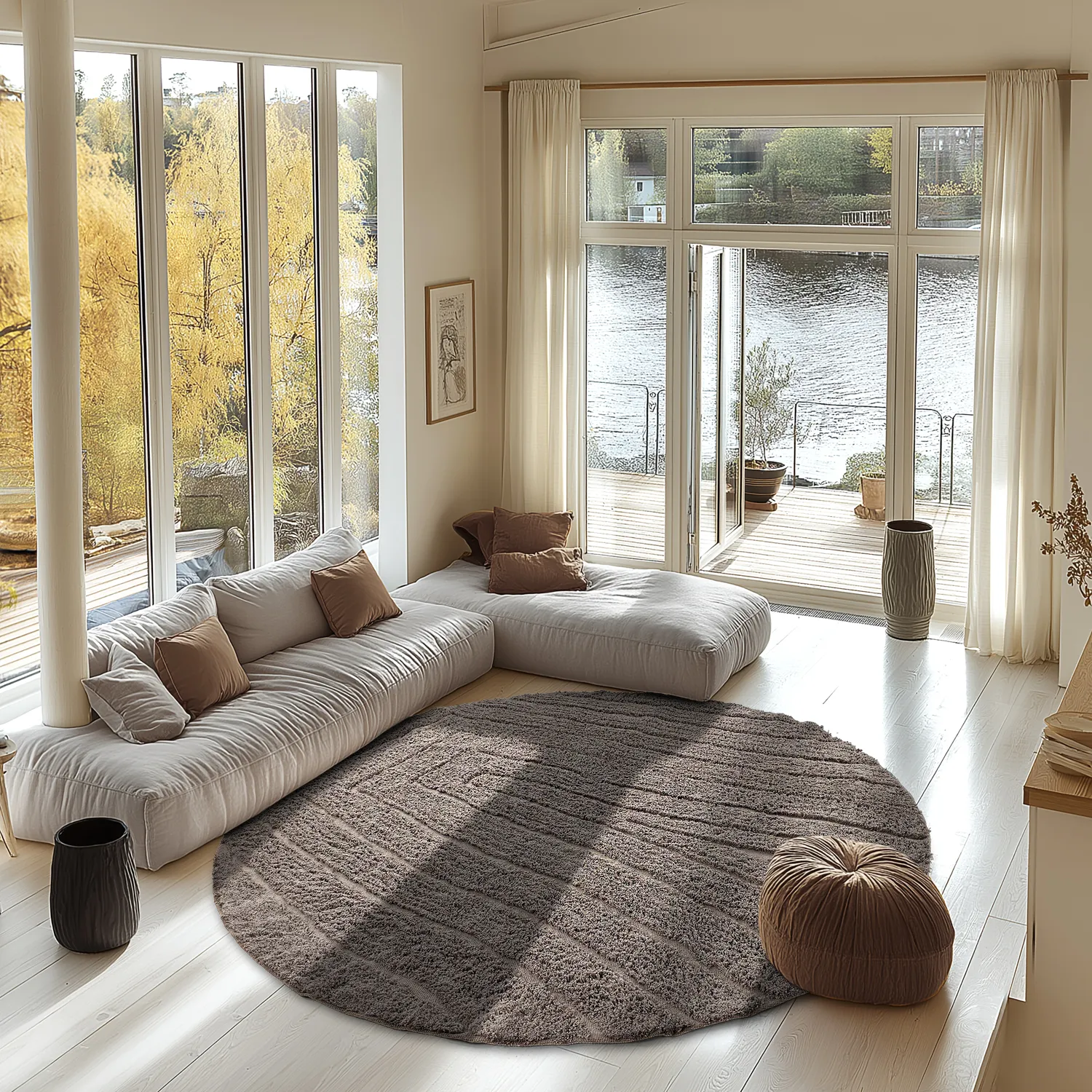 Alfombras redondeadas - Farley Natural Cotton Shaggy (gris pardo)