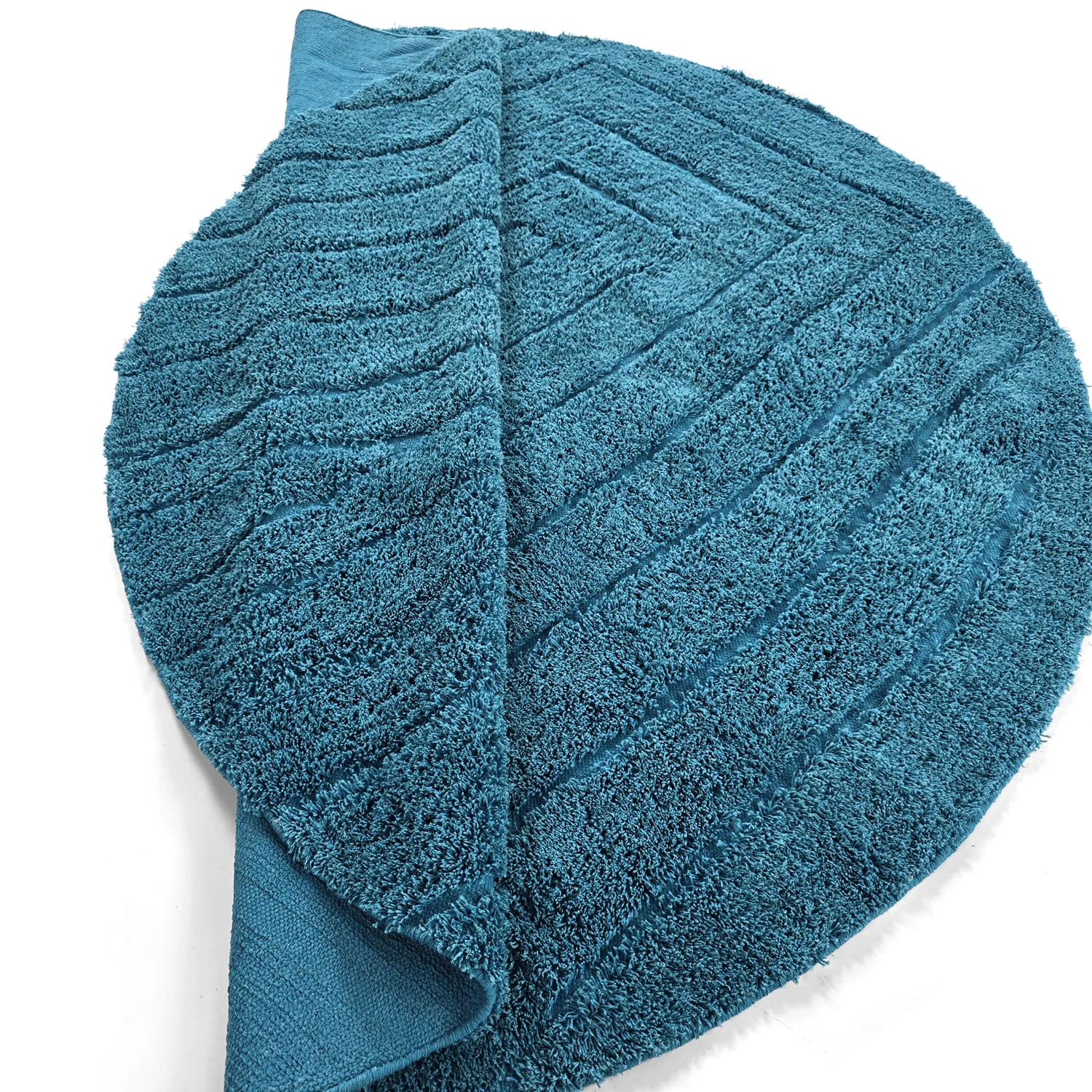 Alfombras redondeadas - Farley Natural Cotton Shaggy (turquesa)