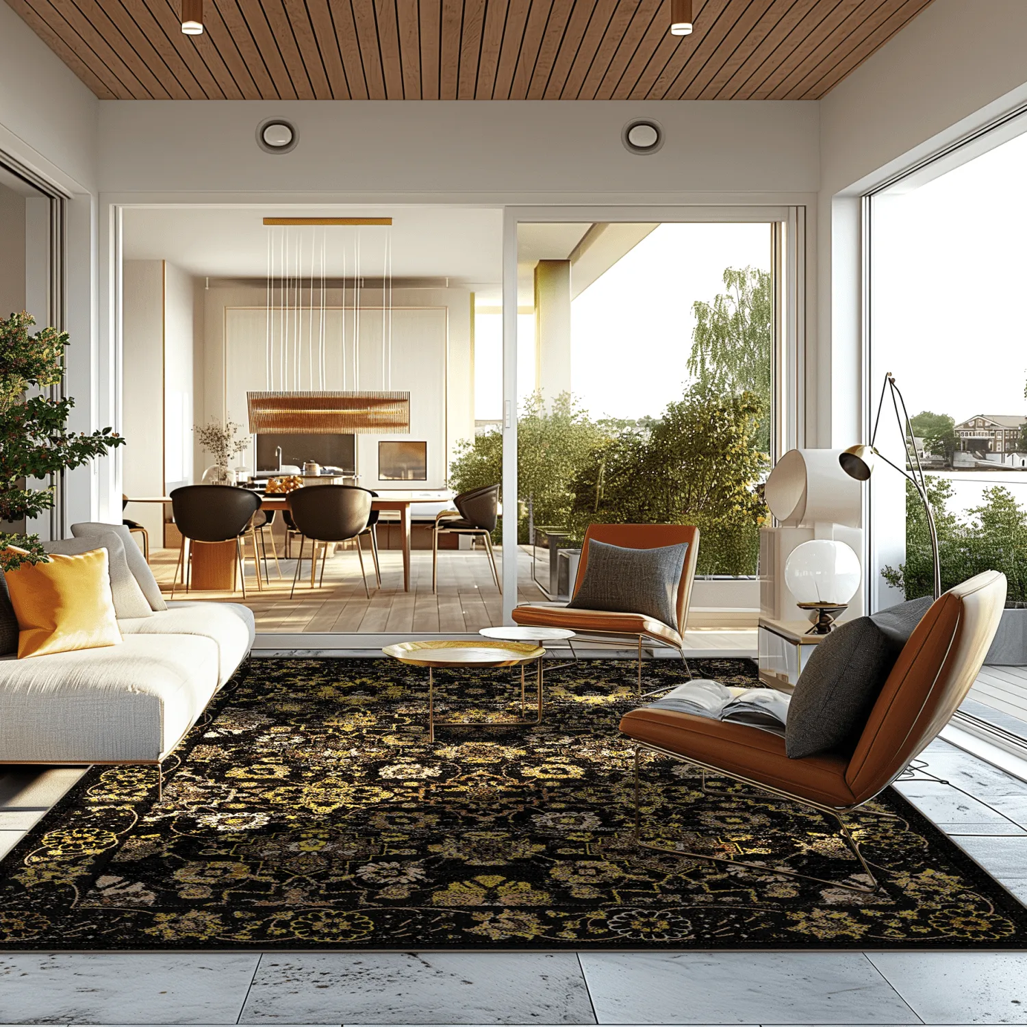 Alfombra Wilton - Fernana (negro/oro)