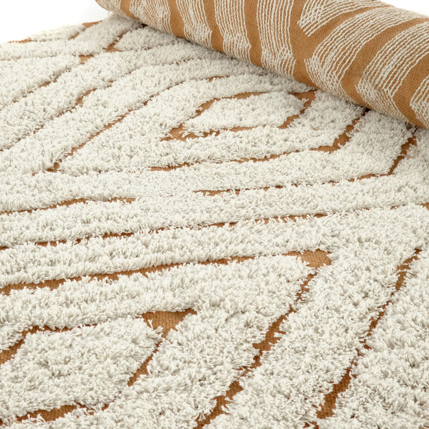 Alfombras de pelo largo - Holwell Natural Cotton Shaggy (blanco roto/marrón)