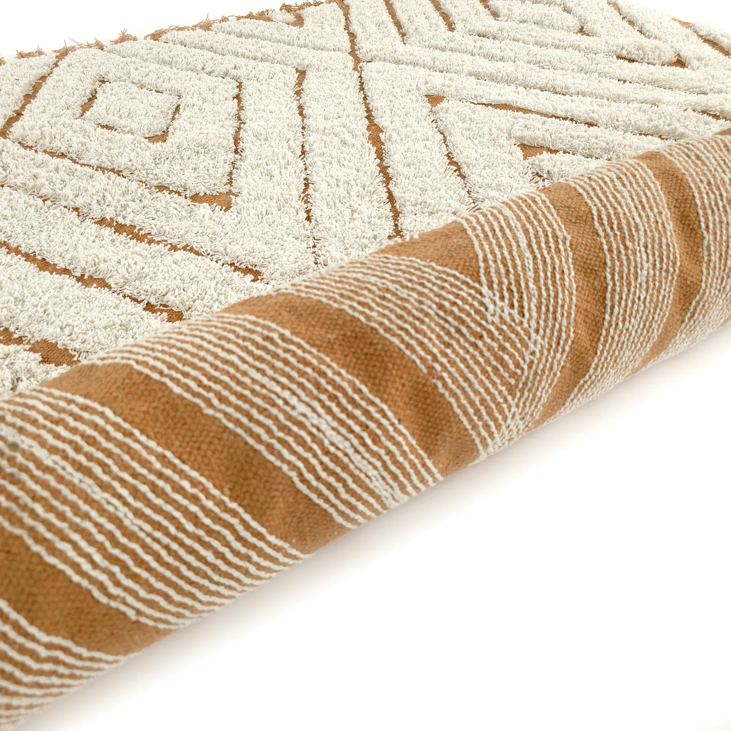 Alfombras de pelo largo - Holwell Natural Cotton Shaggy (blanco roto/marrón)