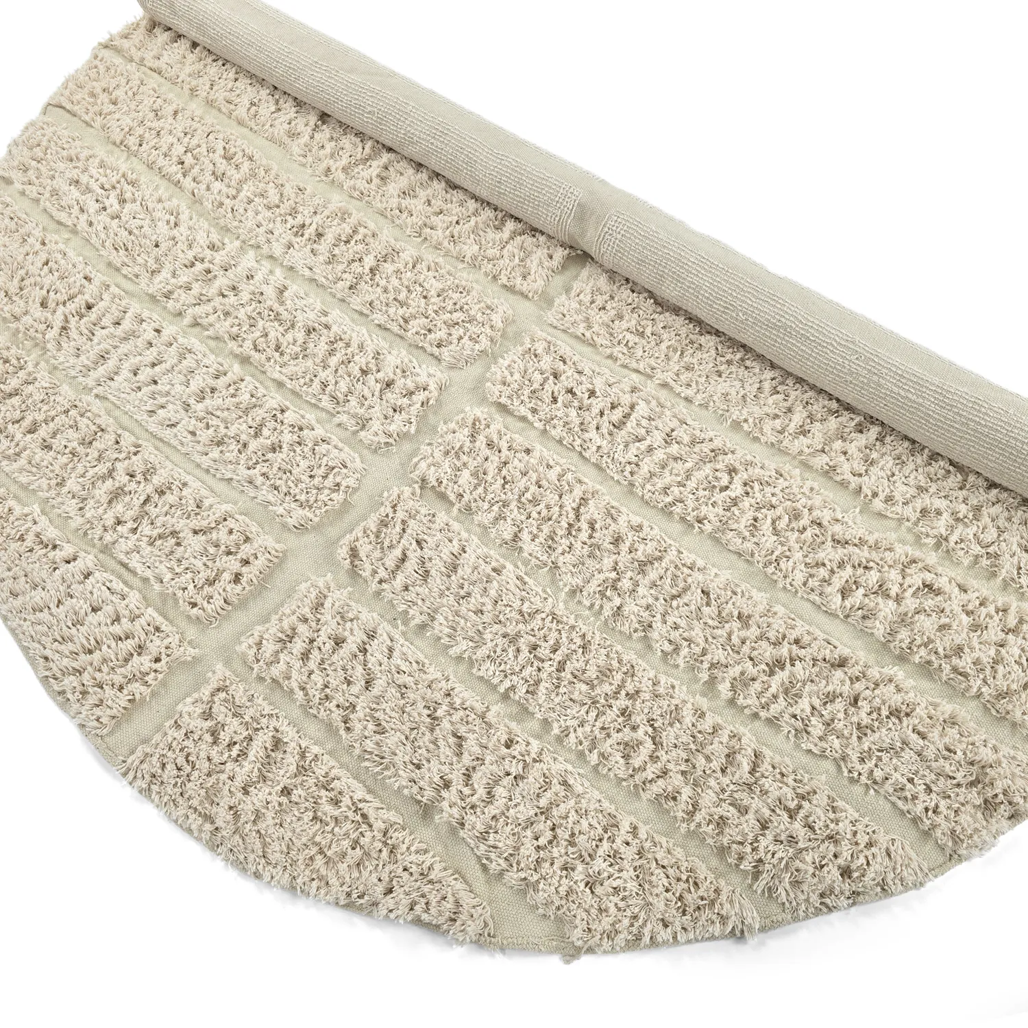 Alfombras redondeadas - Ikara Natural Cotton Shaggy (crema)