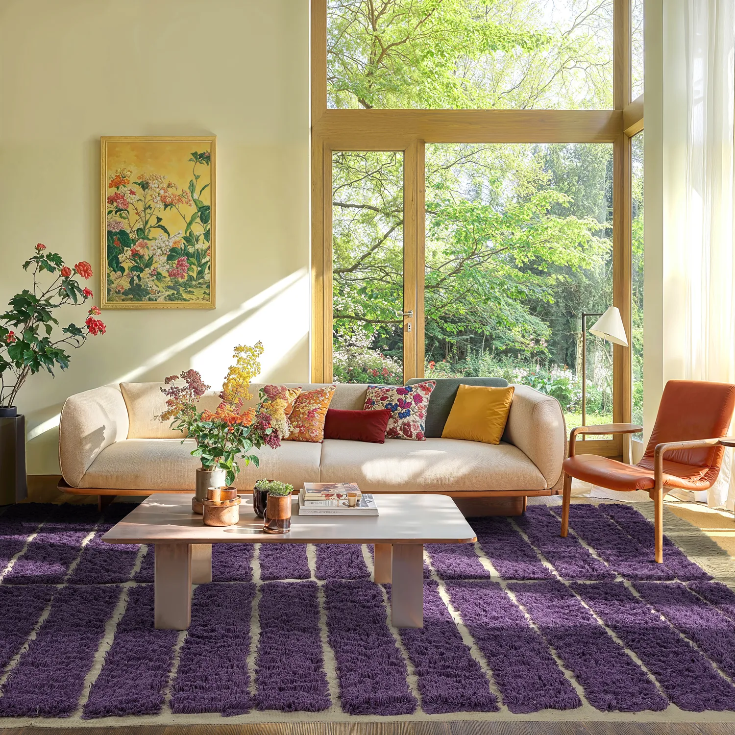 Alfombras de pelo largo - Ikara Natural Cotton Shaggy (púrpura)
