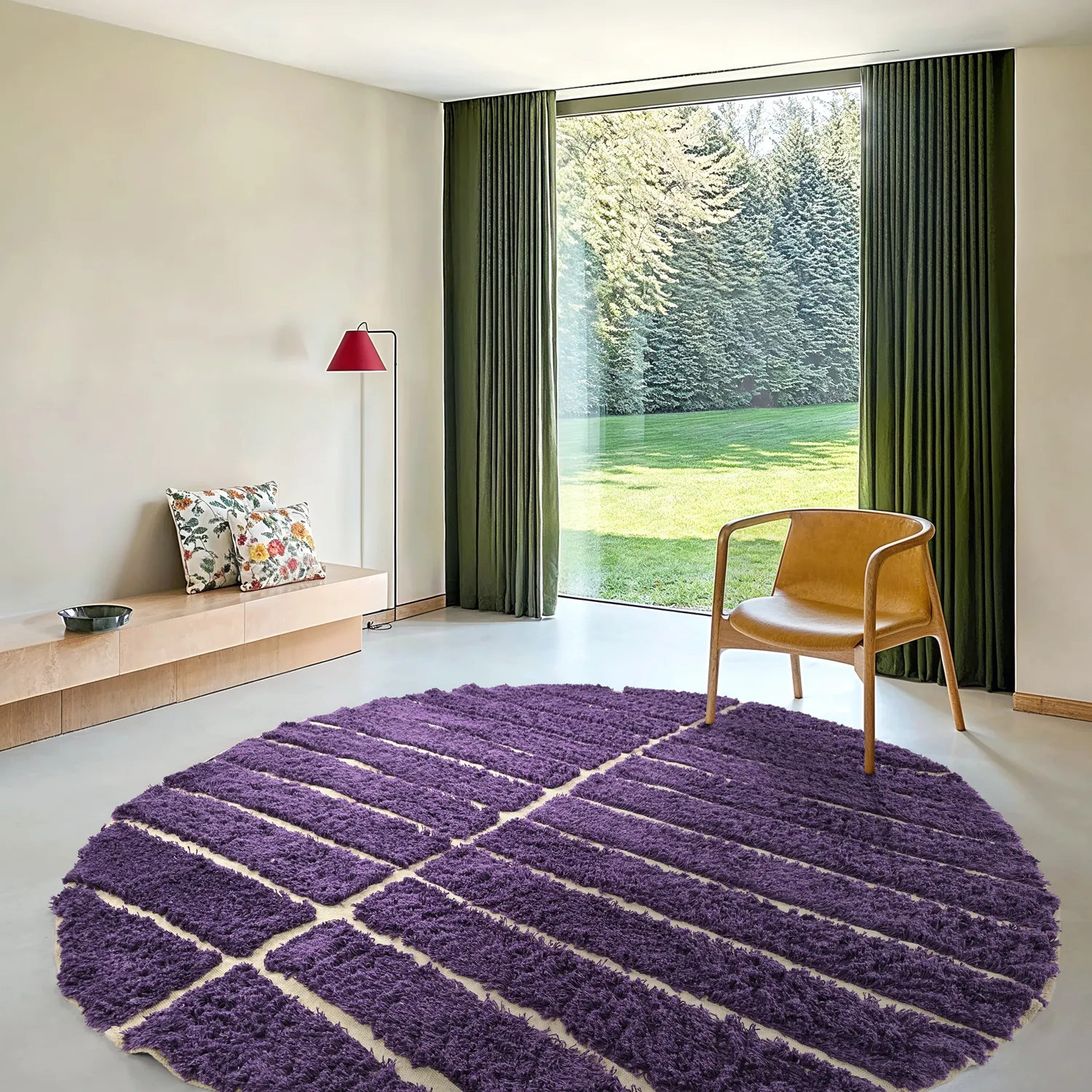 Alfombras redondeadas - Ikara Natural Cotton Shaggy (púrpura)