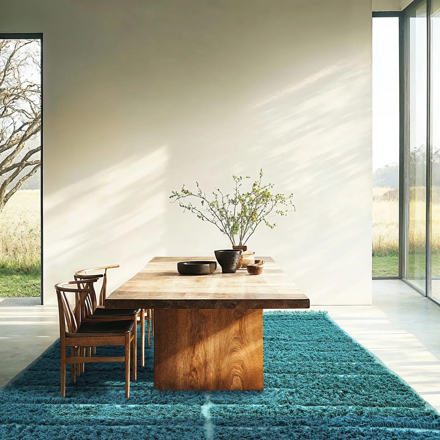 Alfombras de pelo largo - Ikara Natural Cotton Shaggy (turquesa)