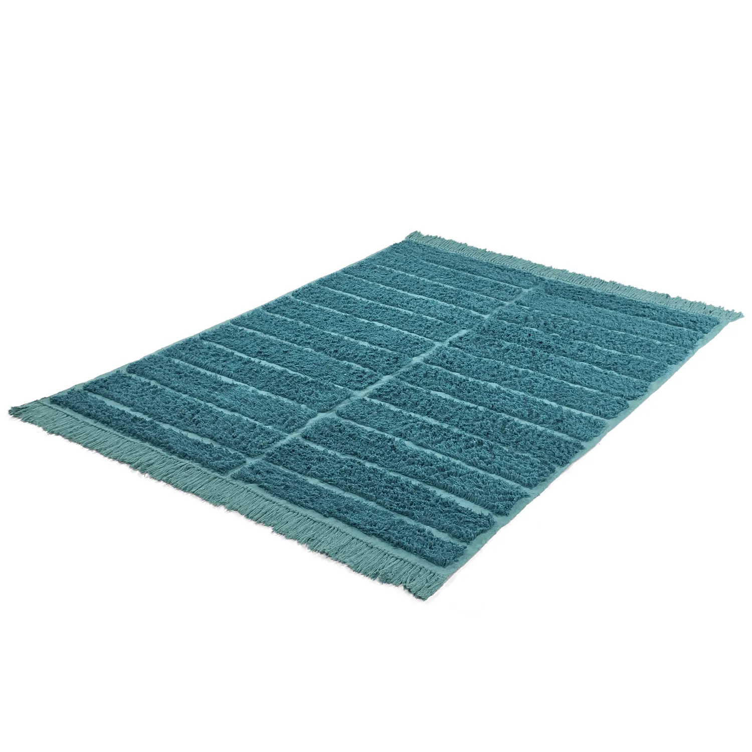 Alfombras de pelo largo - Ikara Natural Cotton Shaggy (turquesa)