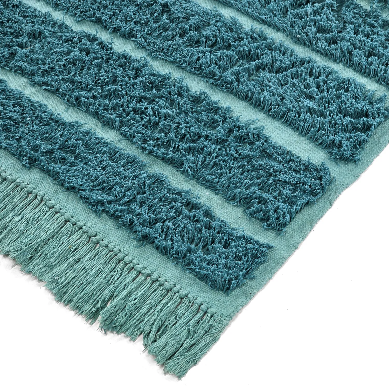 Alfombras de pelo largo - Ikara Natural Cotton Shaggy (turquesa)