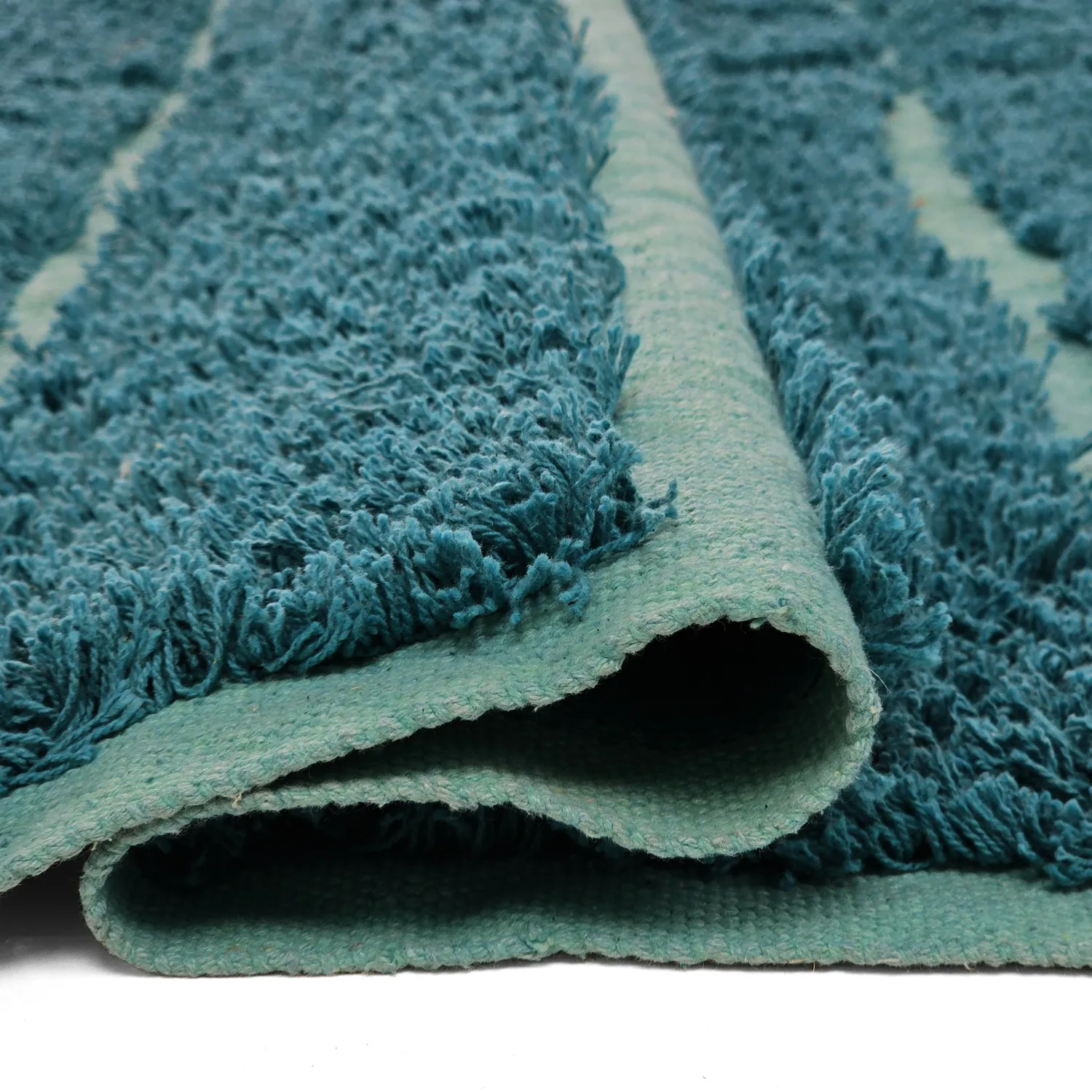 Alfombras de pelo largo - Ikara Natural Cotton Shaggy (turquesa)