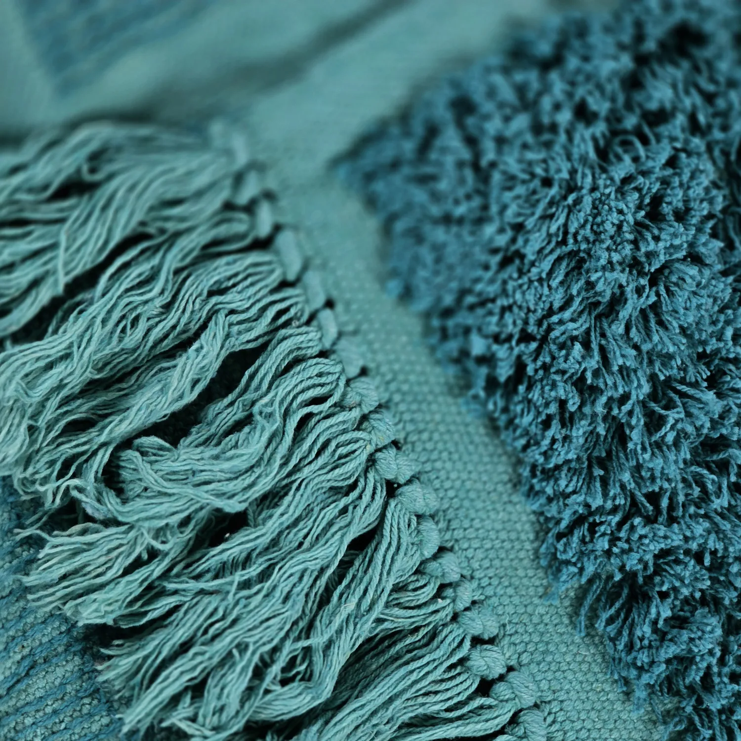 Alfombras de pelo largo - Ikara Natural Cotton Shaggy (turquesa)