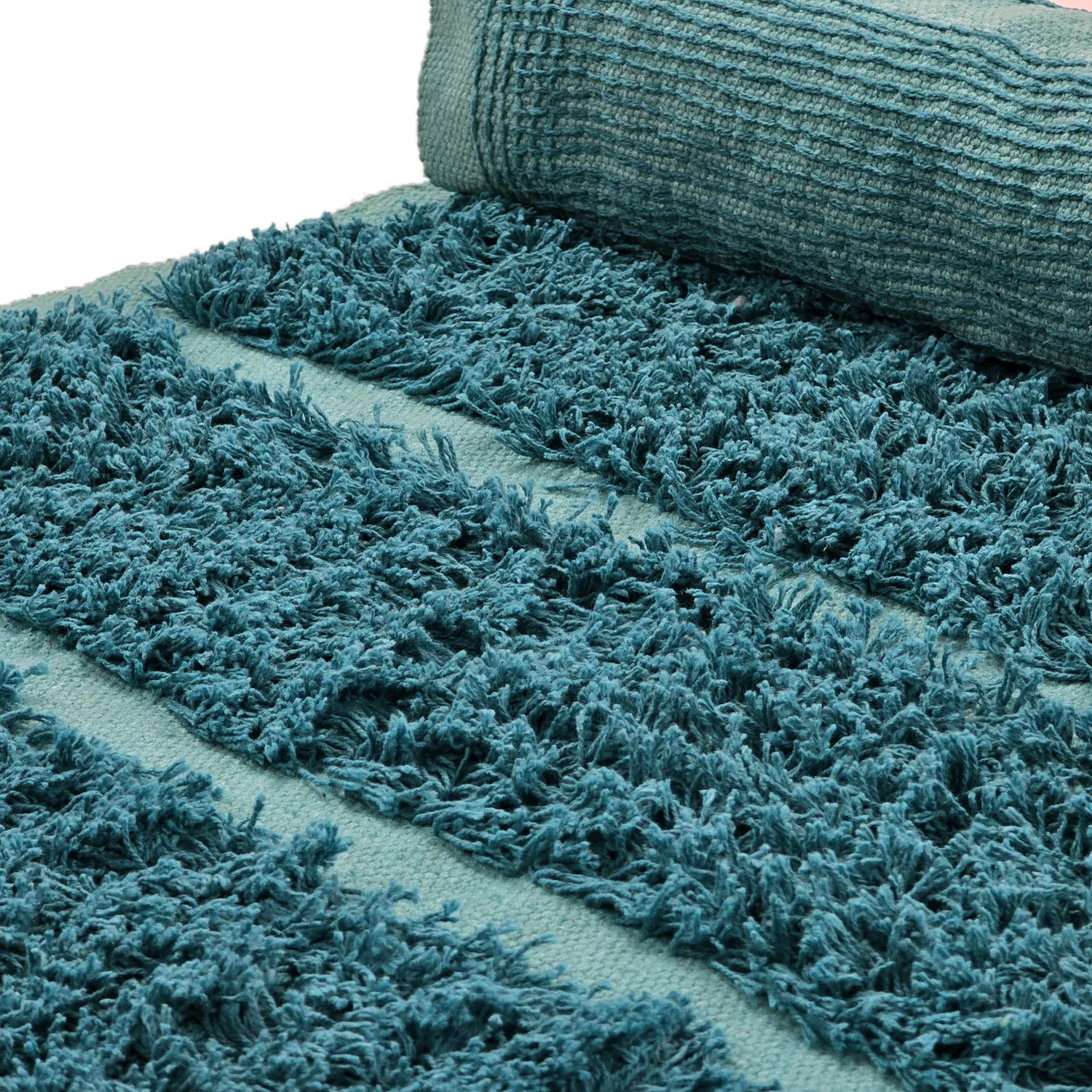 Alfombras de pelo largo - Ikara Natural Cotton Shaggy (turquesa)