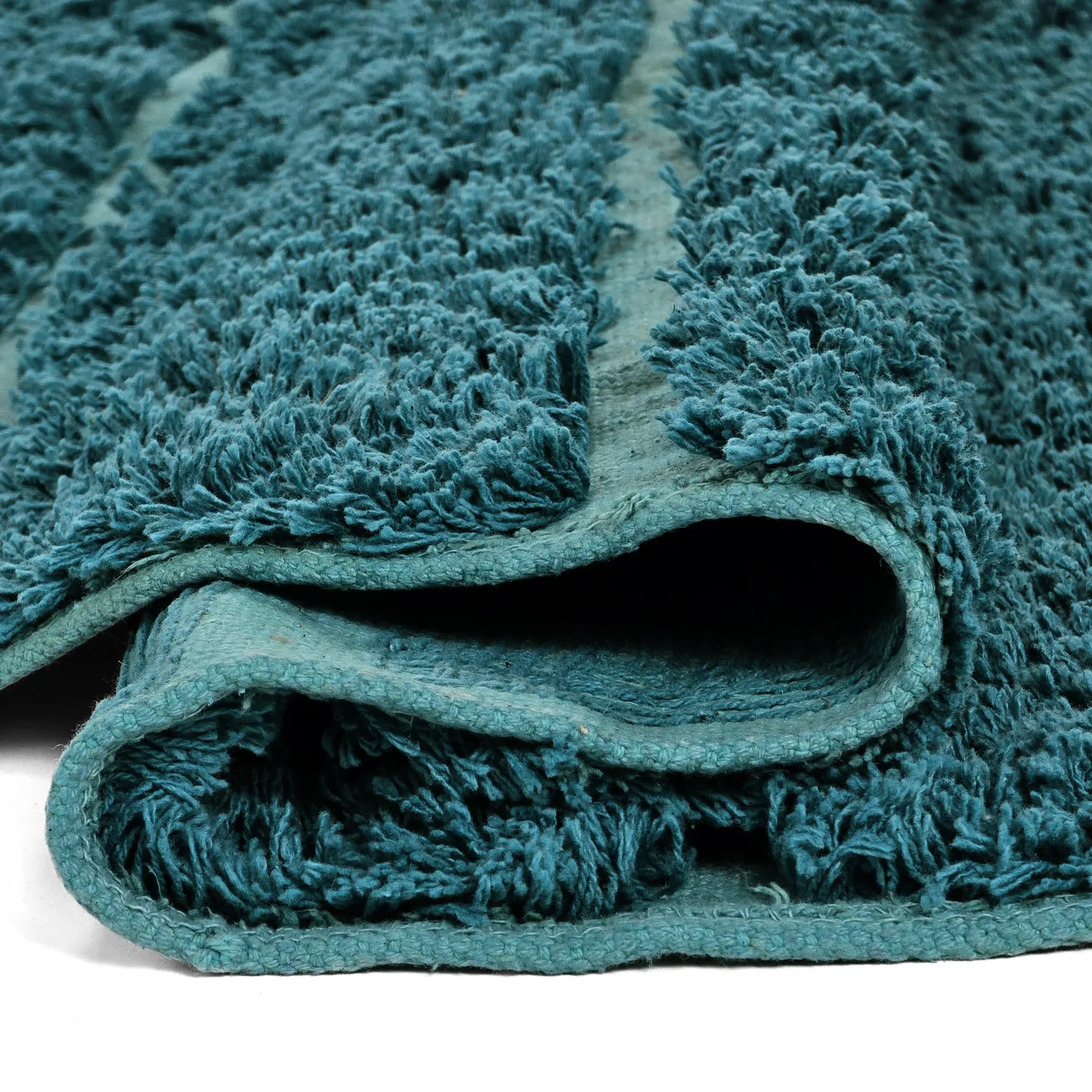 Alfombras redondeadas - Ikara Natural Cotton Shaggy (turquesa)