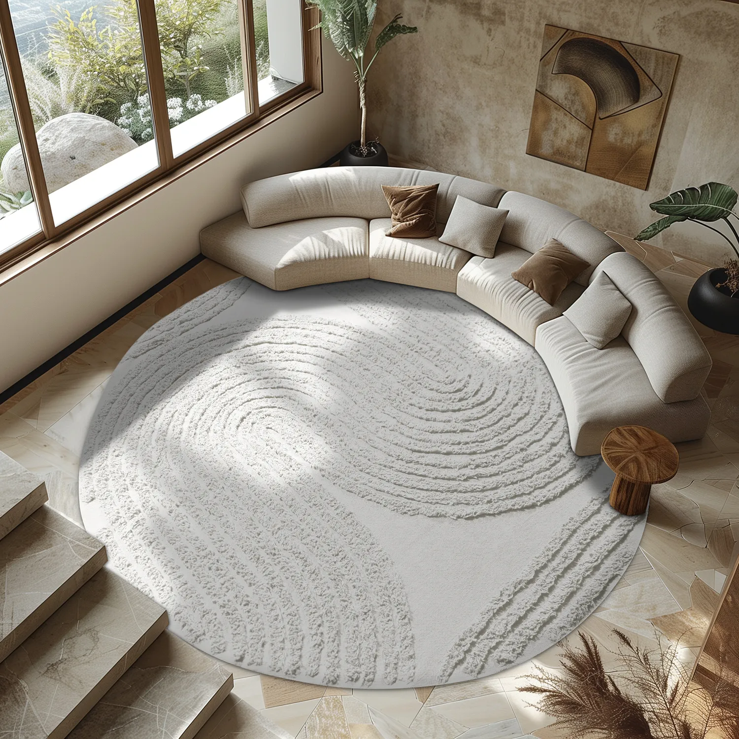 Alfombras redondeadas - Jovie Natural Cotton Shaggy (offwhite)