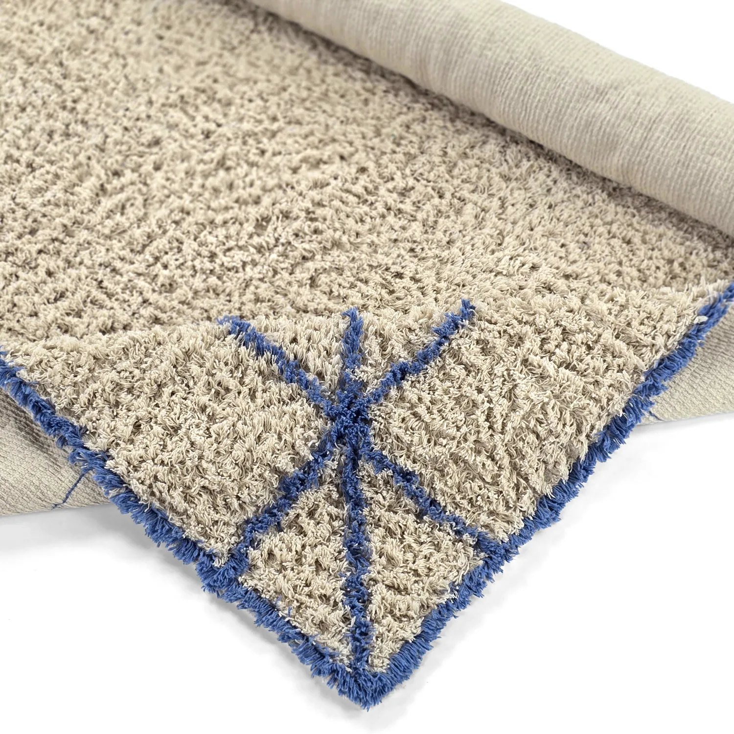 Alfombras de pelo largo - Kairi Natural Cotton Shaggy (beige/azul)