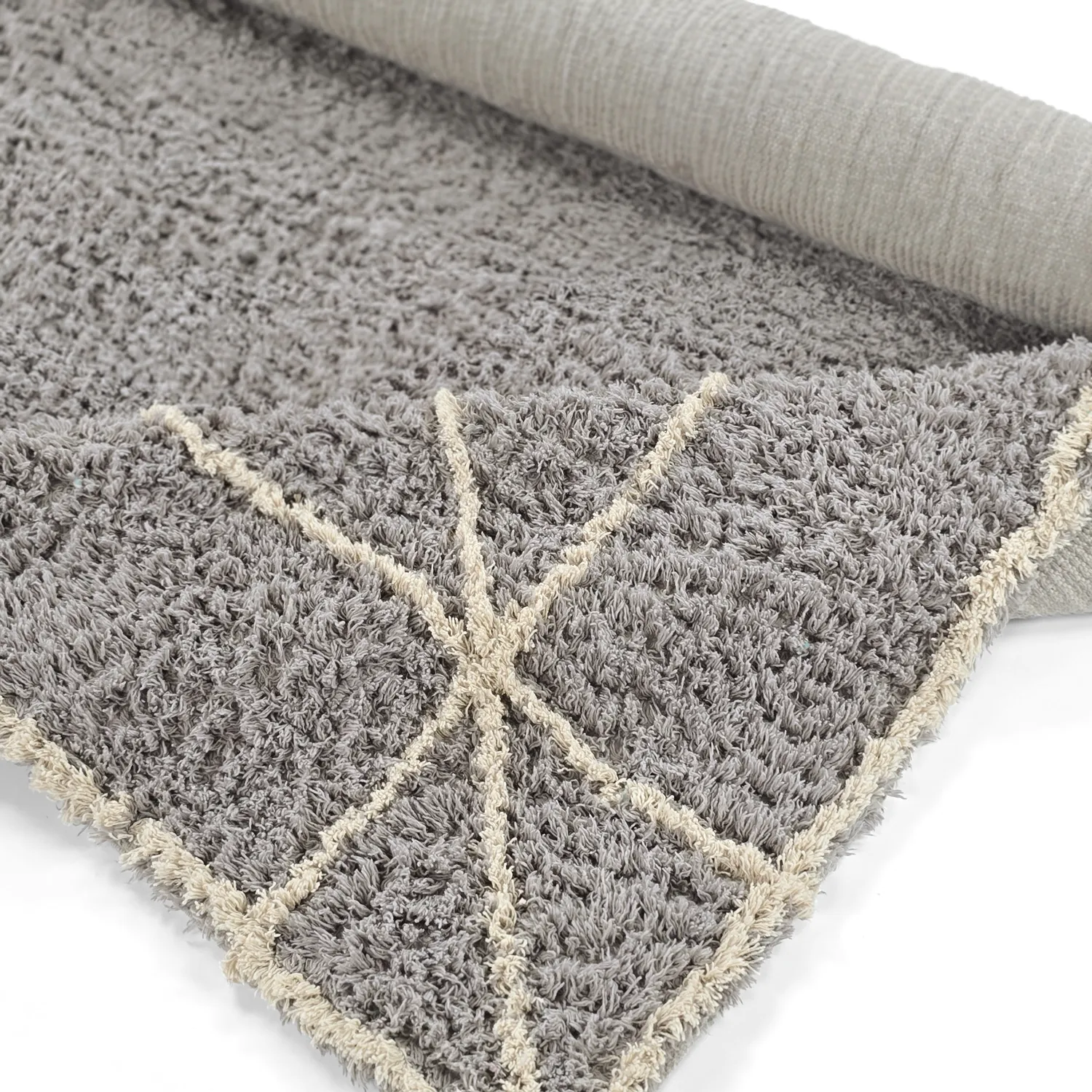 Alfombras de pelo largo - Kairi Natural Cotton Shaggy (gris/beige)