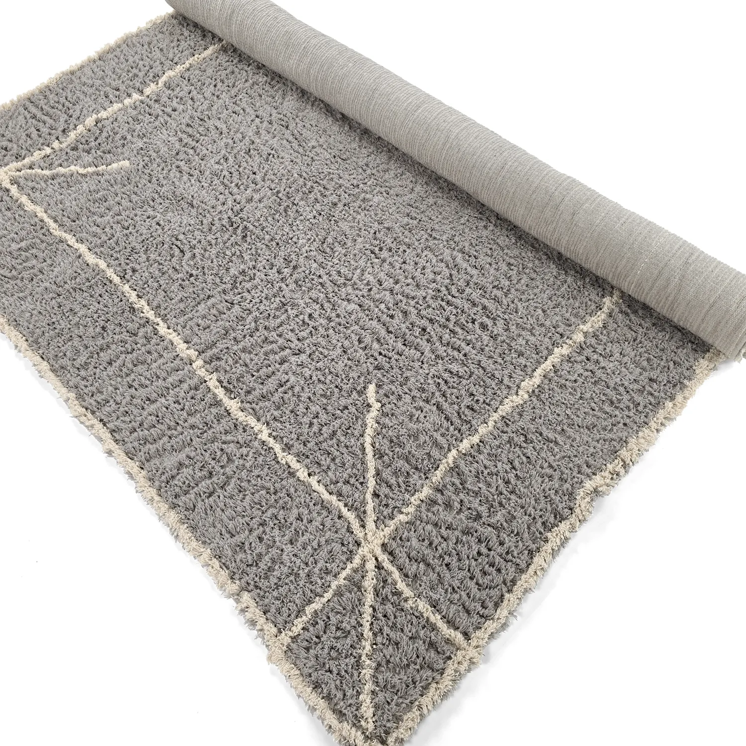 Alfombras de pelo largo - Kairi Natural Cotton Shaggy (gris/beige)