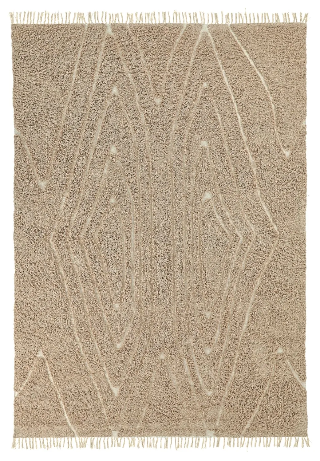 Alfombras de pelo largo - Kindon Natural Cotton Shaggy (beige/blanco)