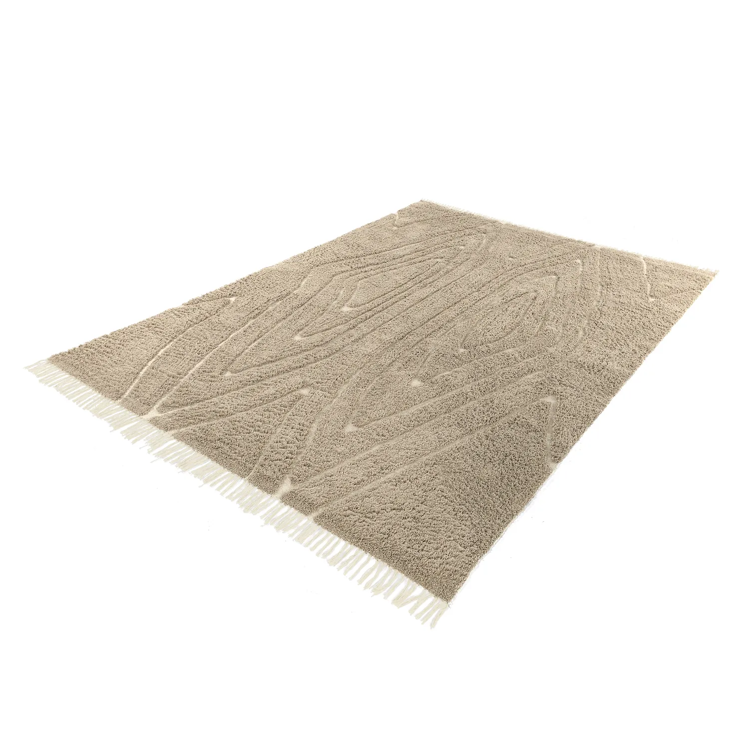 Alfombras de pelo largo - Kindon Natural Cotton Shaggy (beige/blanco)