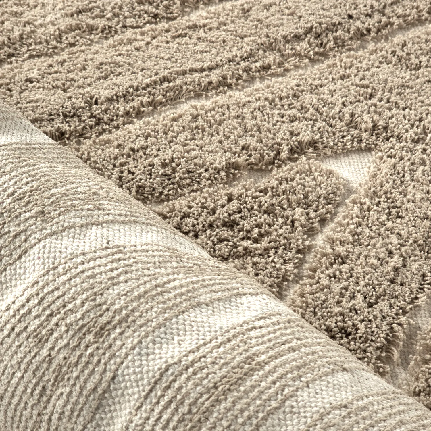 Alfombras de pelo largo - Kindon Natural Cotton Shaggy (beige/blanco)