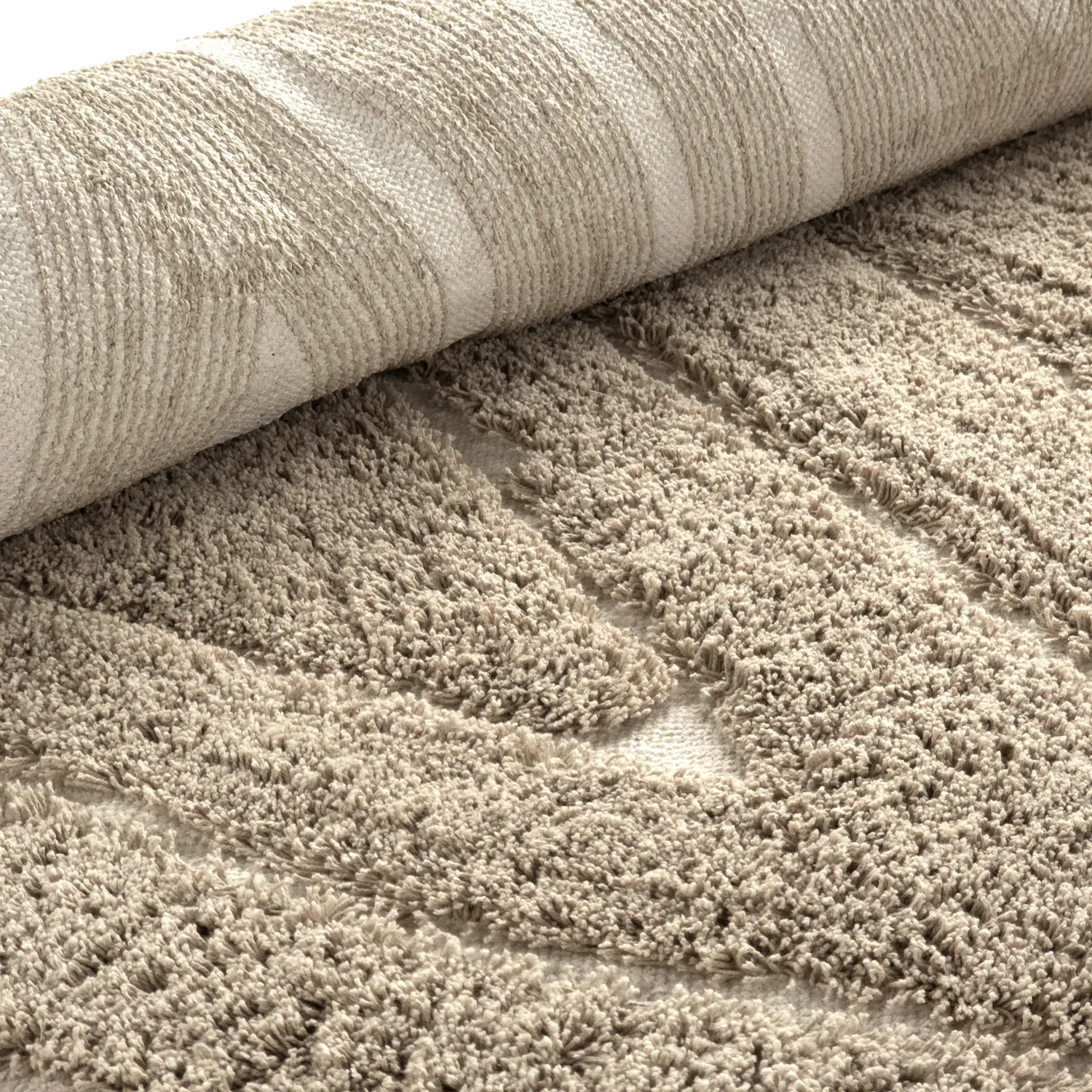 Alfombras de pelo largo - Kindon Natural Cotton Shaggy (beige/blanco)