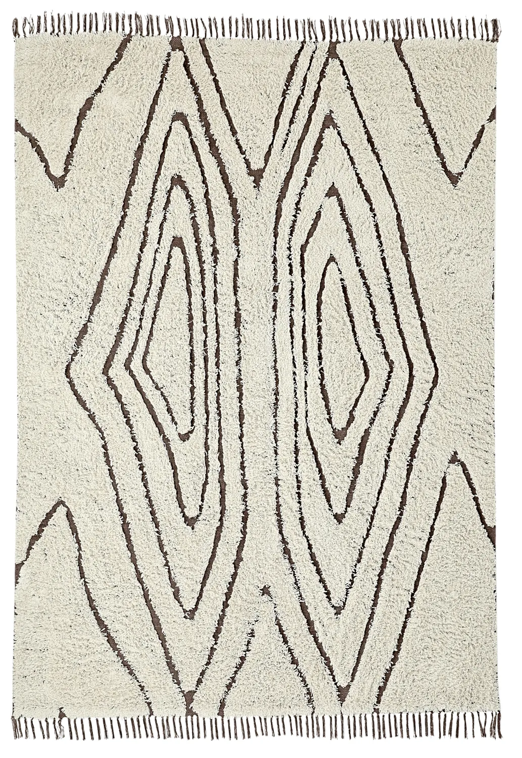 Alfombras de pelo largo - Kindon Natural Cotton Shaggy (blanco roto/marrón)