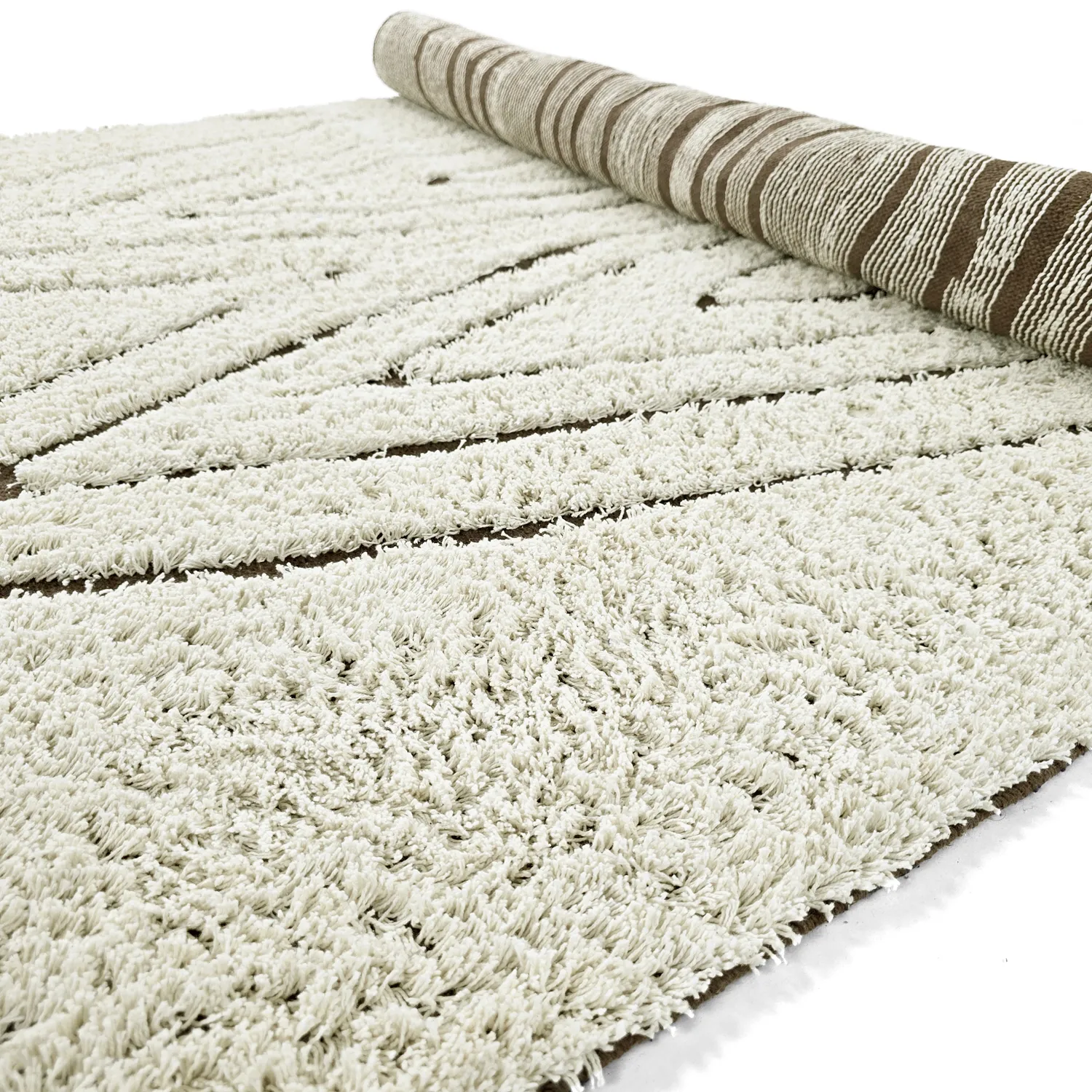 Alfombras de pelo largo - Kindon Natural Cotton Shaggy (blanco roto/marrón)