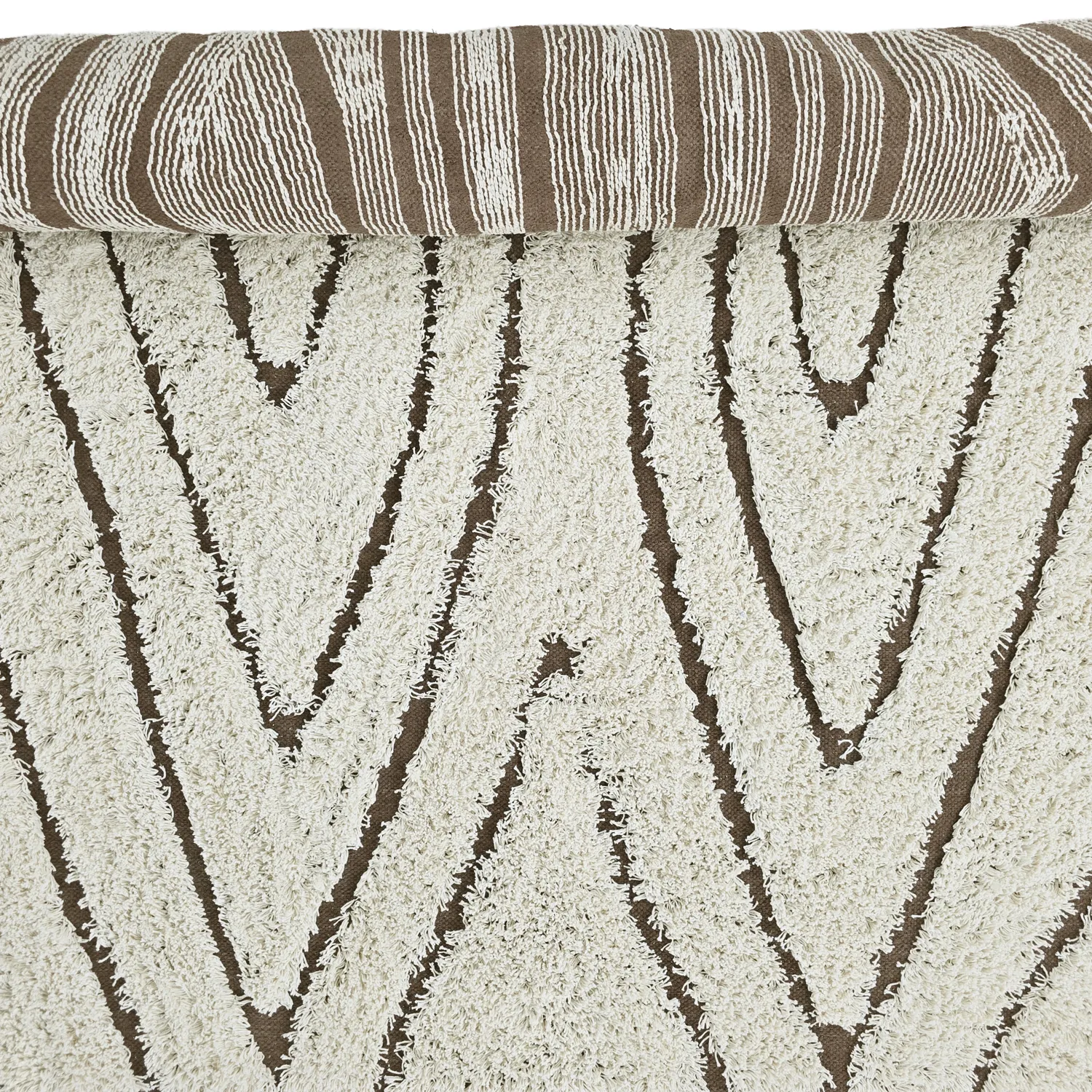 Alfombras de pelo largo - Kindon Natural Cotton Shaggy (blanco roto/marrón)